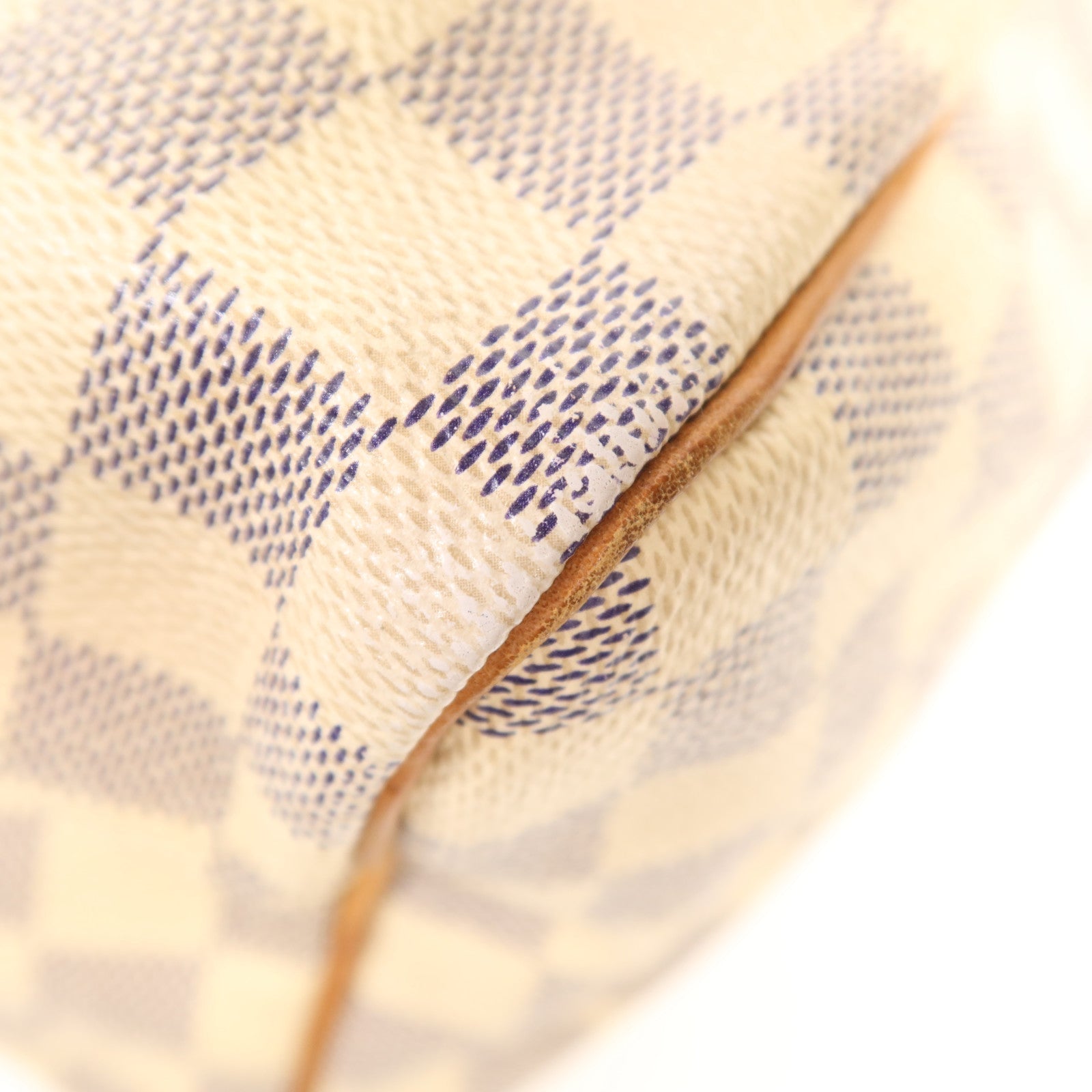 LOUIS VUITTON Damier Azur Speedy 30金扣手挽袋白色