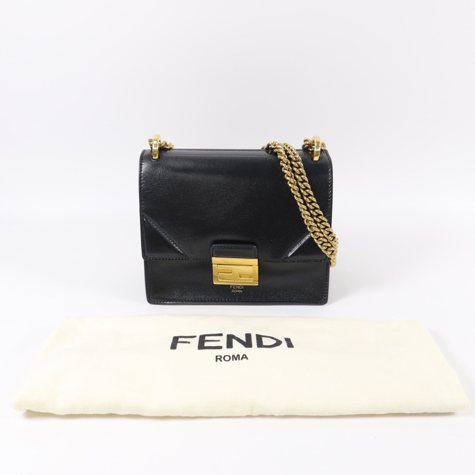 FENDI 牛皮皮革Kan U鏈帶肩背袋