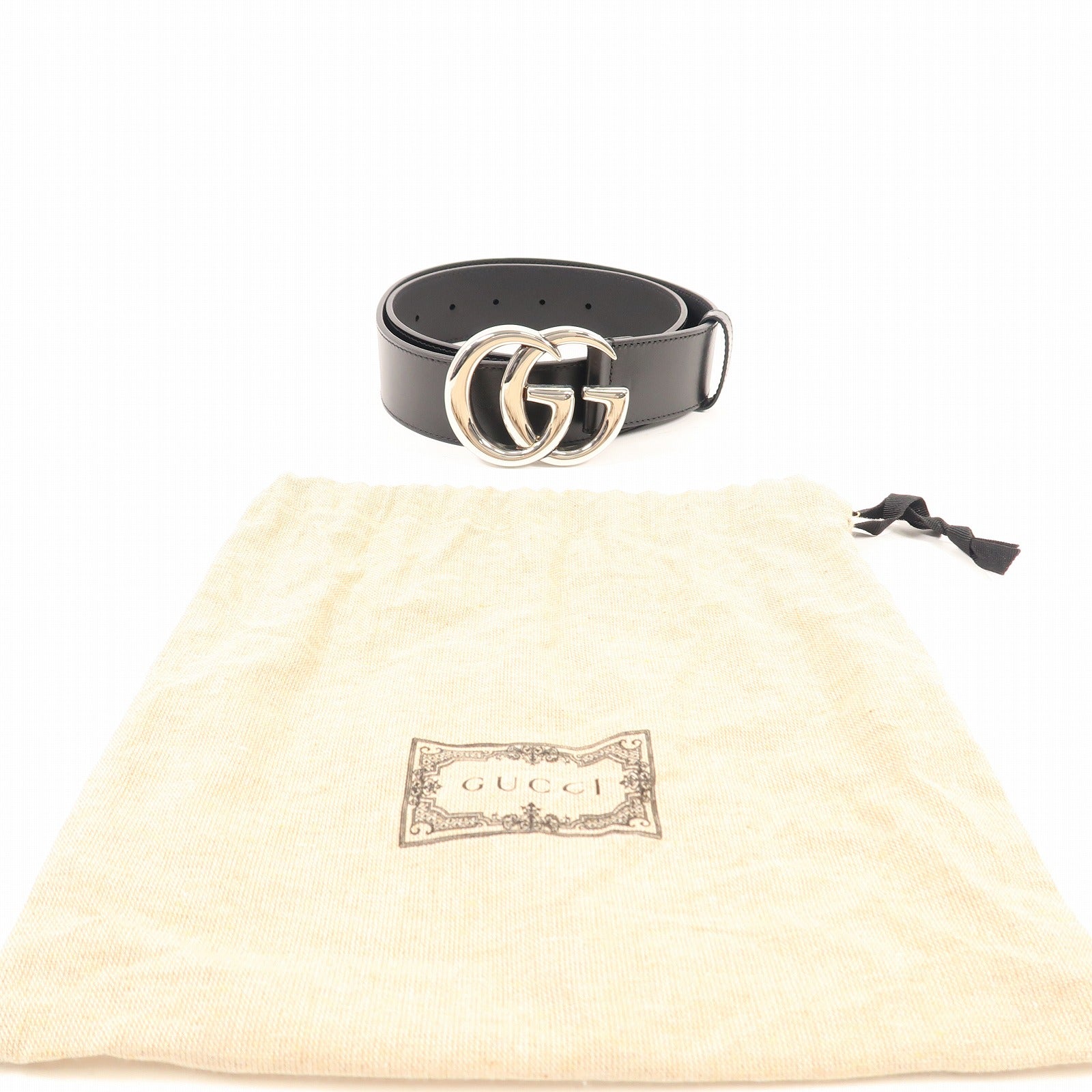 GUCCI 牛皮皮革Belt 75cm銀扣皮帶
