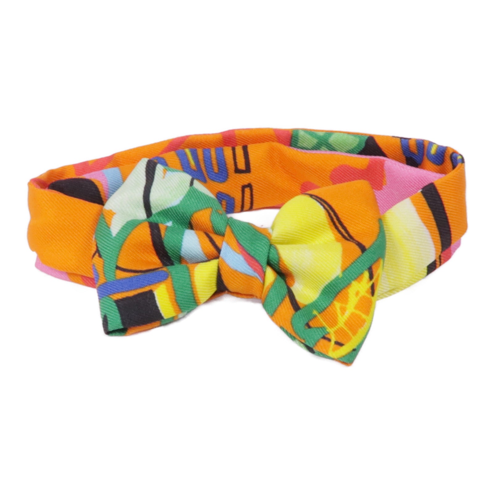 HERMES Bow Tie Silk Multicolor Orange