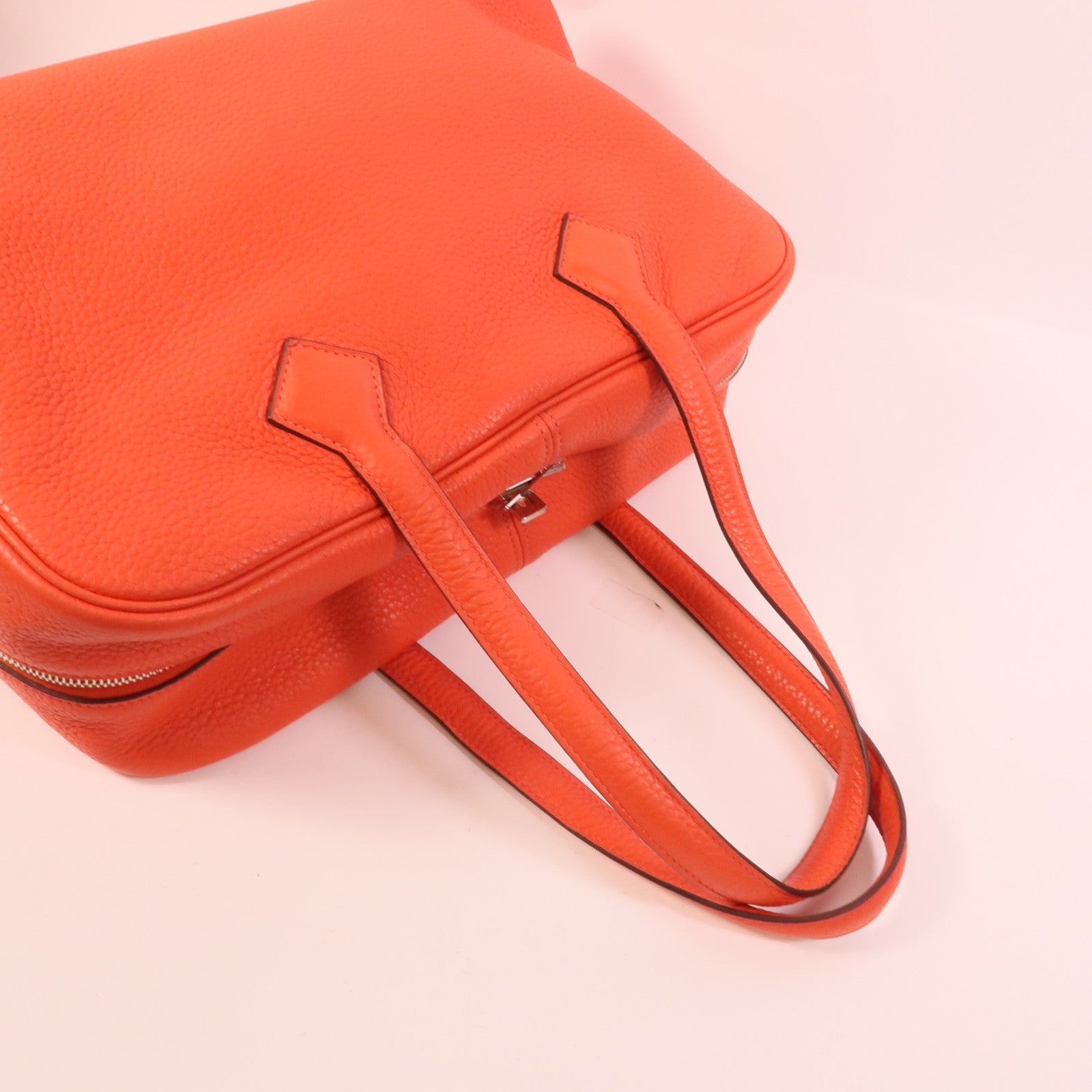 HERMES Clemence皮革Victoria 35手挽袋Rouge Pivoine
