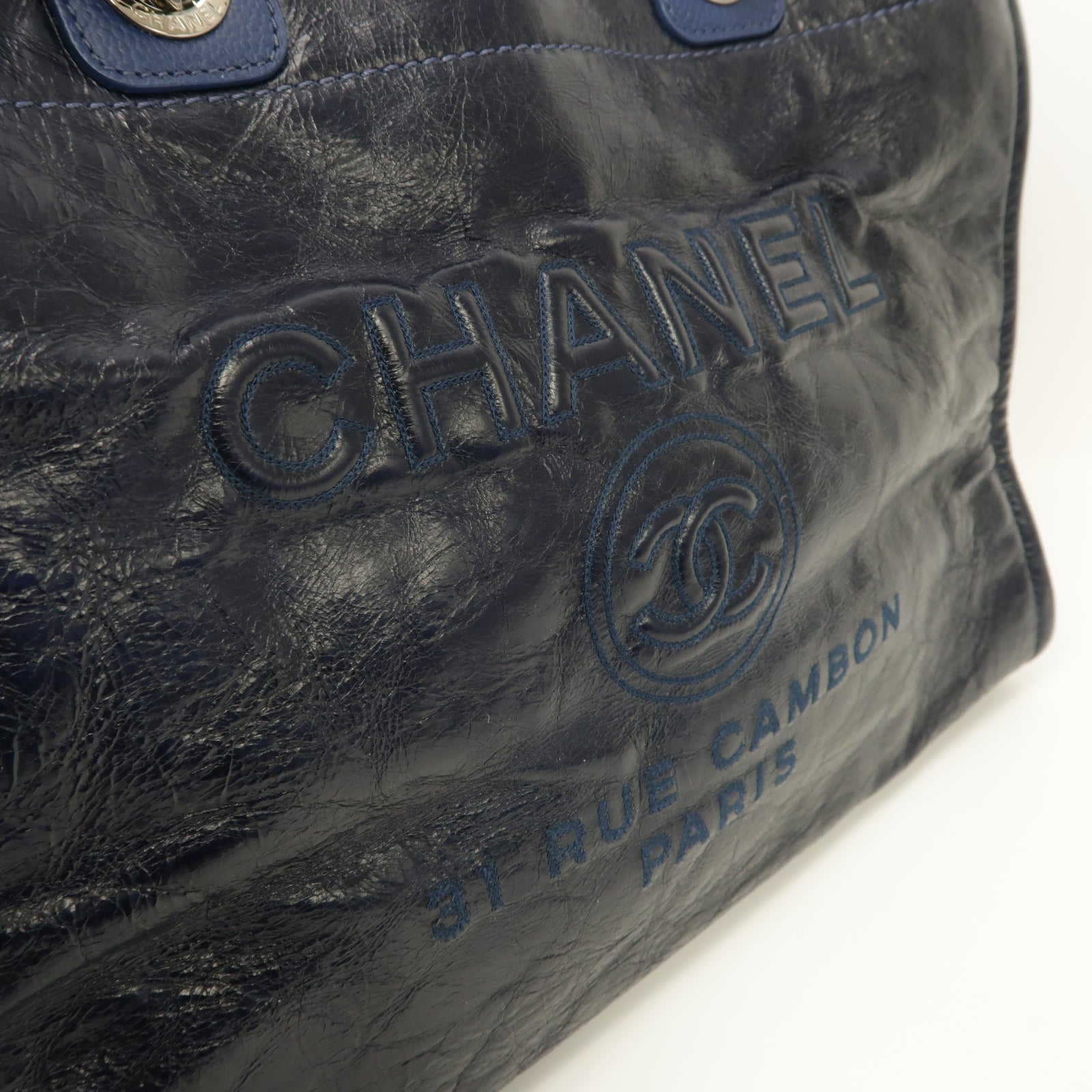 CHANEL 【激減優惠】牛皮皮革2 Way Shoulder銀扣手挽肩背兩用袋藍色