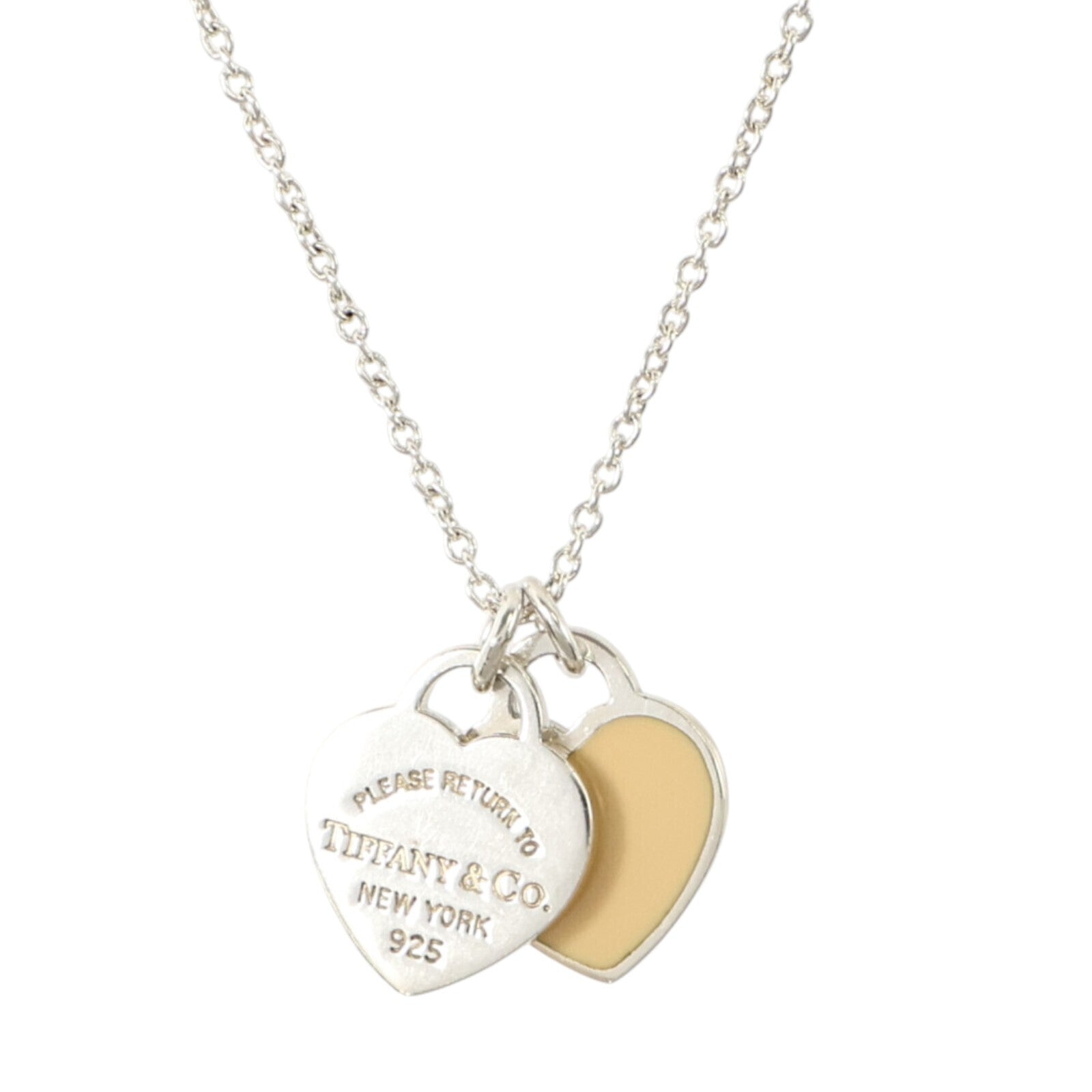 TIFFANY＆CO 925純銀/琺瑯Return To Tiffany Mini Double Heart Necklace項鏈
