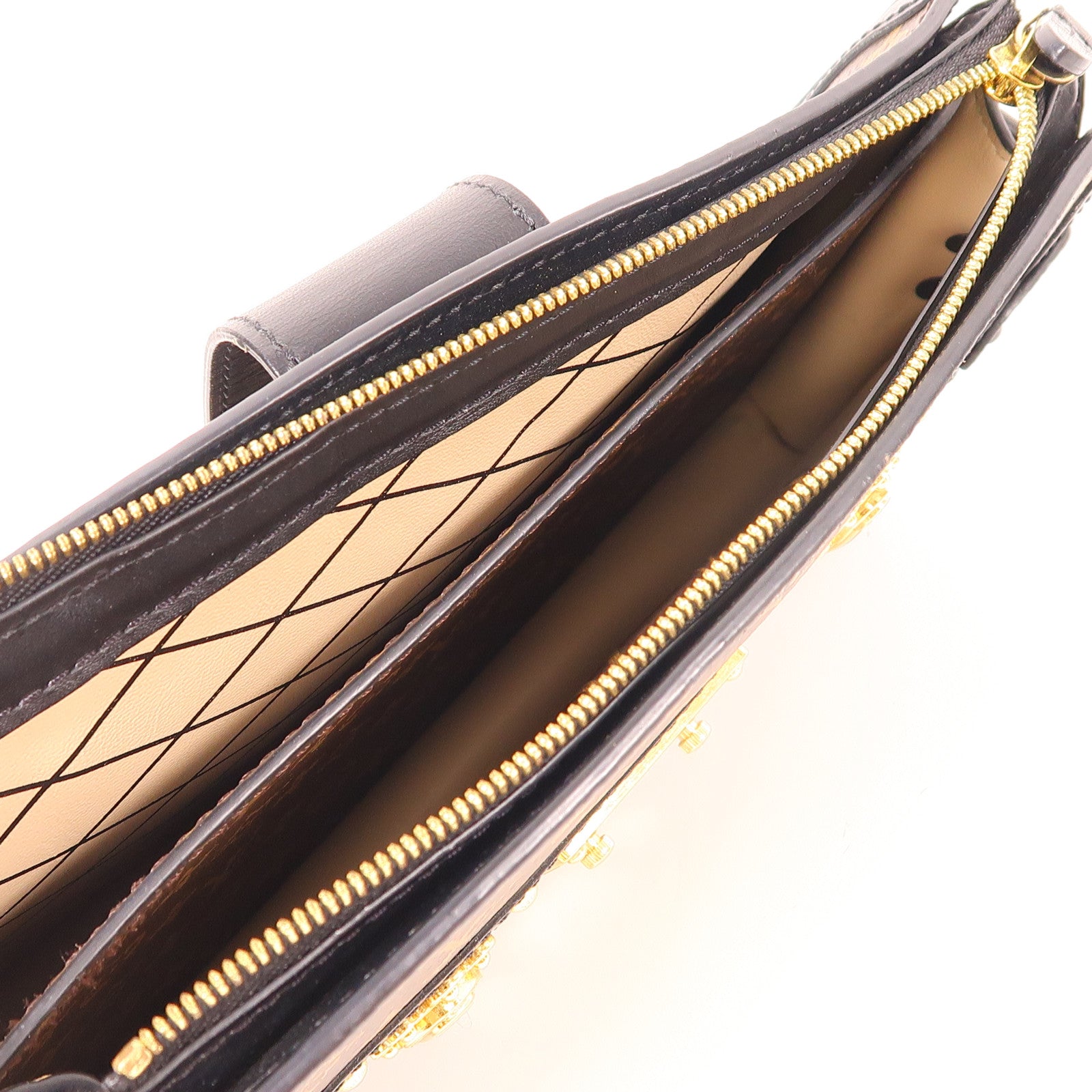 LOUIS VUITTON Monogram Reverse Trunk Clutch金扣肩背袋棕色