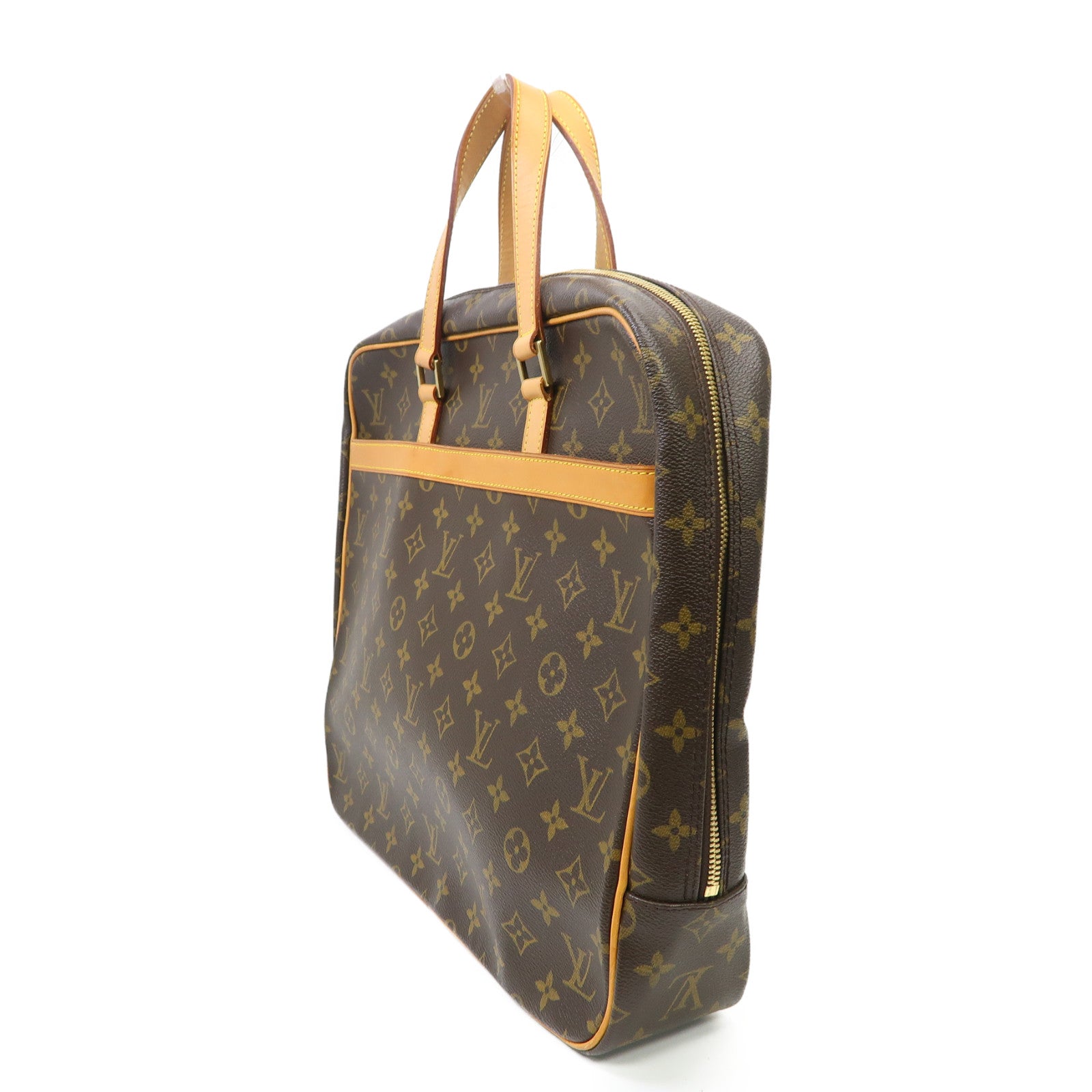 LOUIS VUITTON Monogram Porte-Documents Pega金扣手挽袋啡色