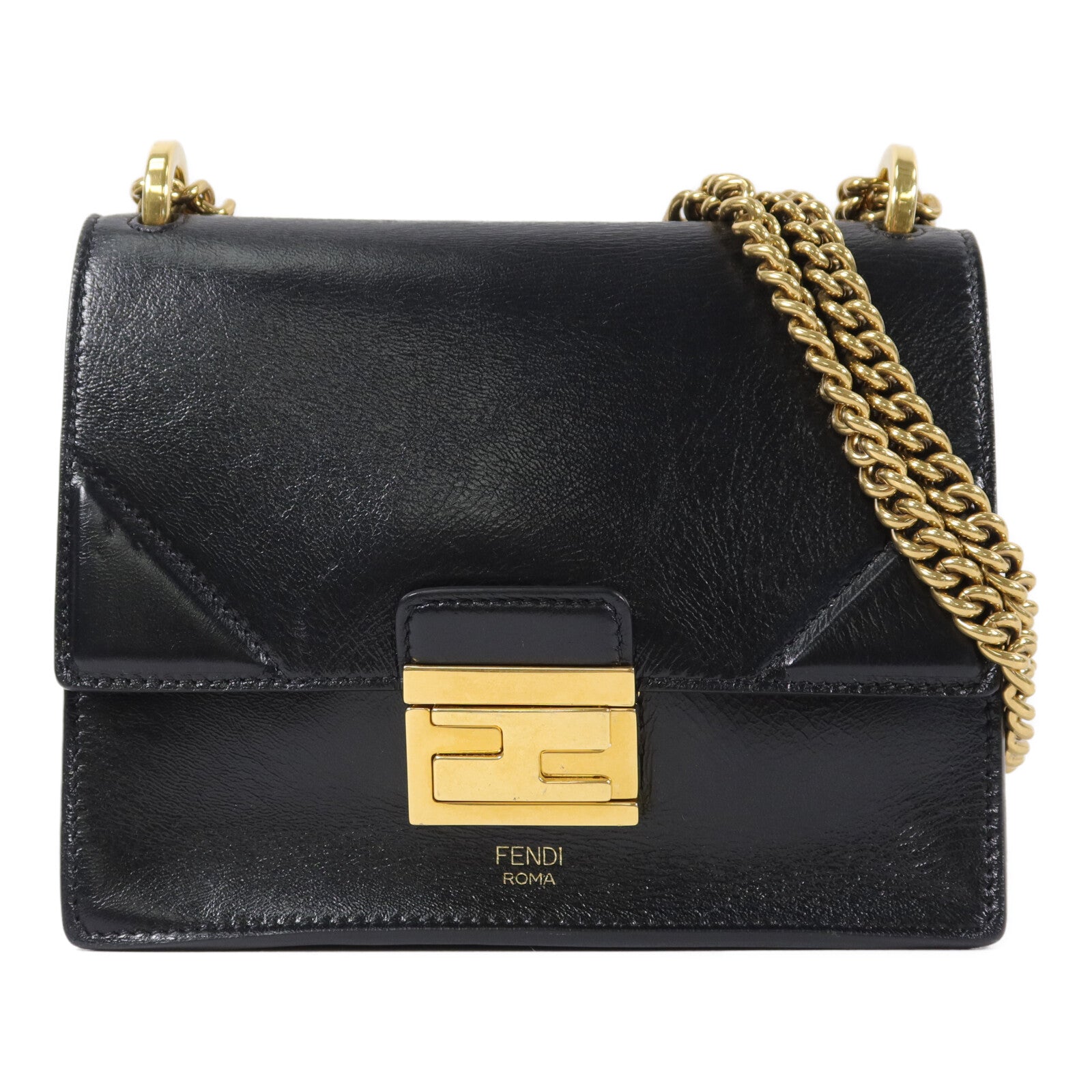 FENDI 牛皮皮革Kan U鏈帶肩背袋