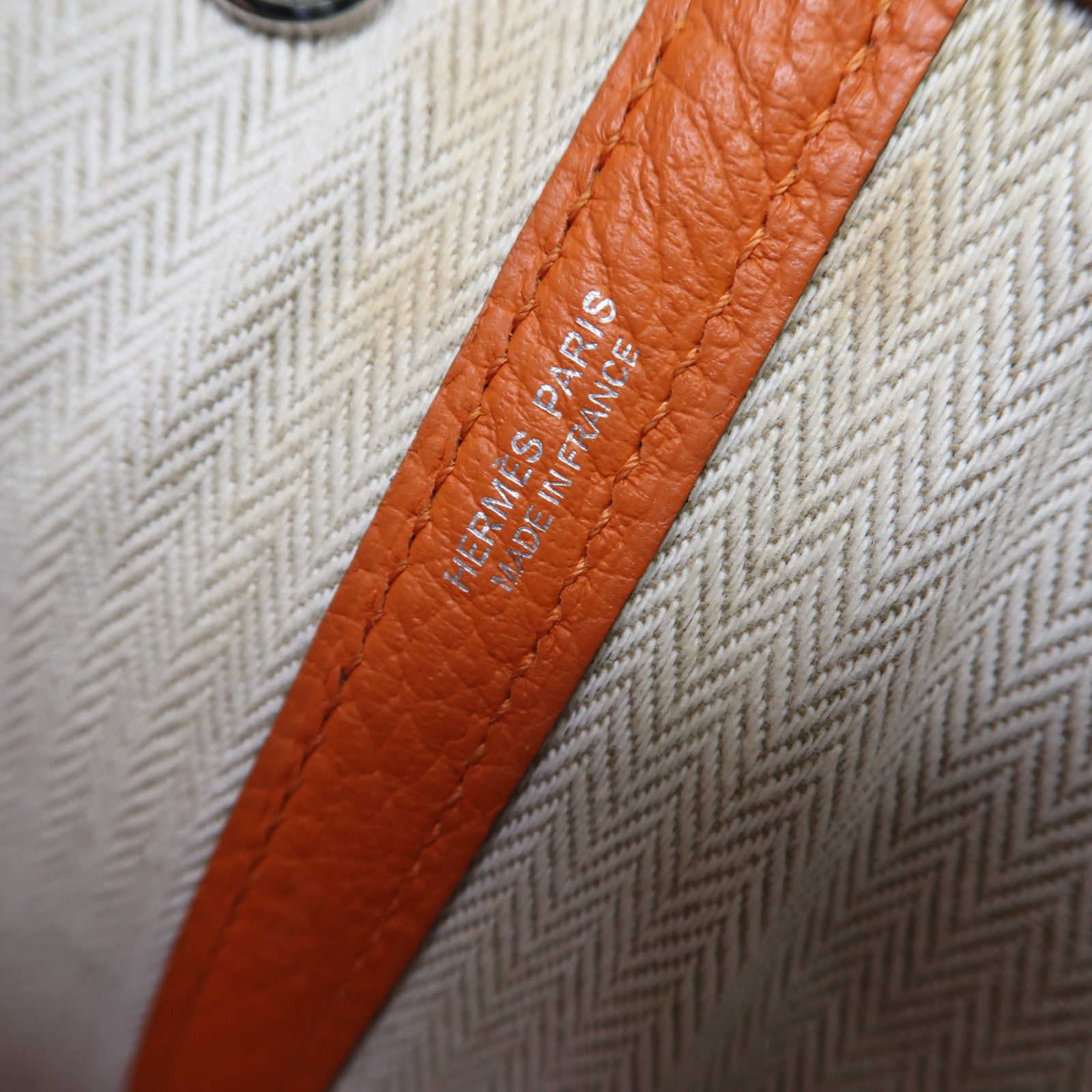 HERMES 【激減優惠】Negonda皮革Garden Party TPM銀扣手挽袋橙色