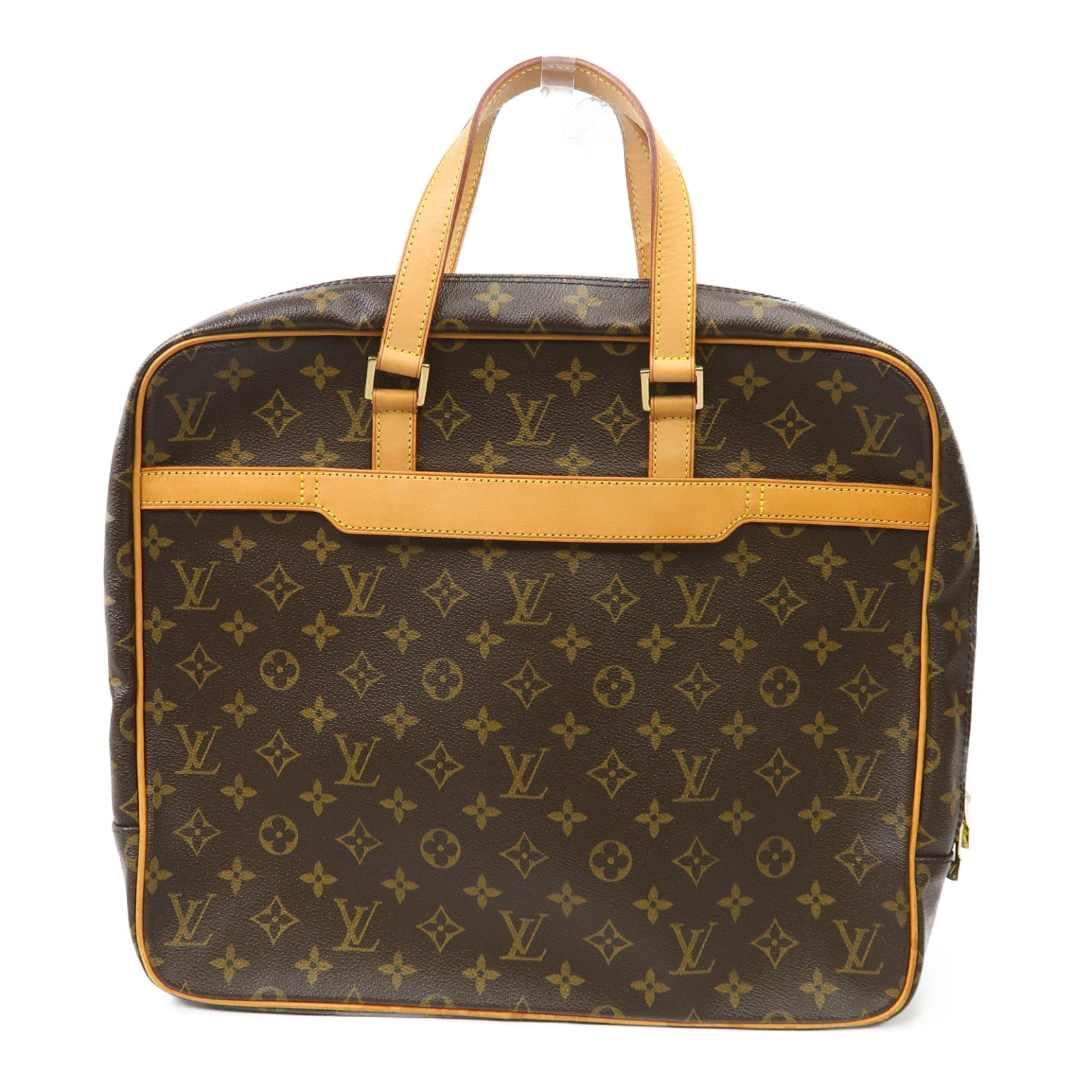 LOUIS VUITTON Monogram Porte-Documents Pega金扣手挽袋啡色