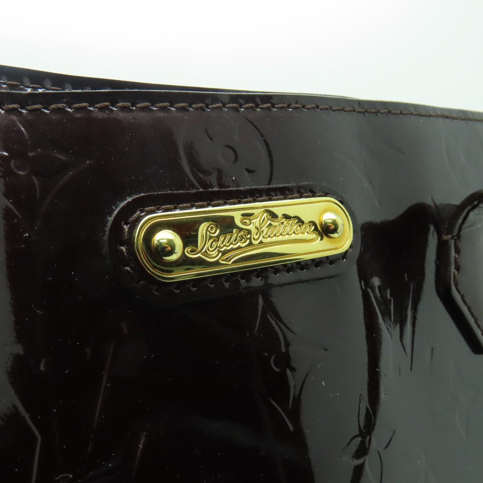 LOUIS VUITTON 【激減優惠】Monogram Vernis Wilshire GM金扣手挽袋紅色