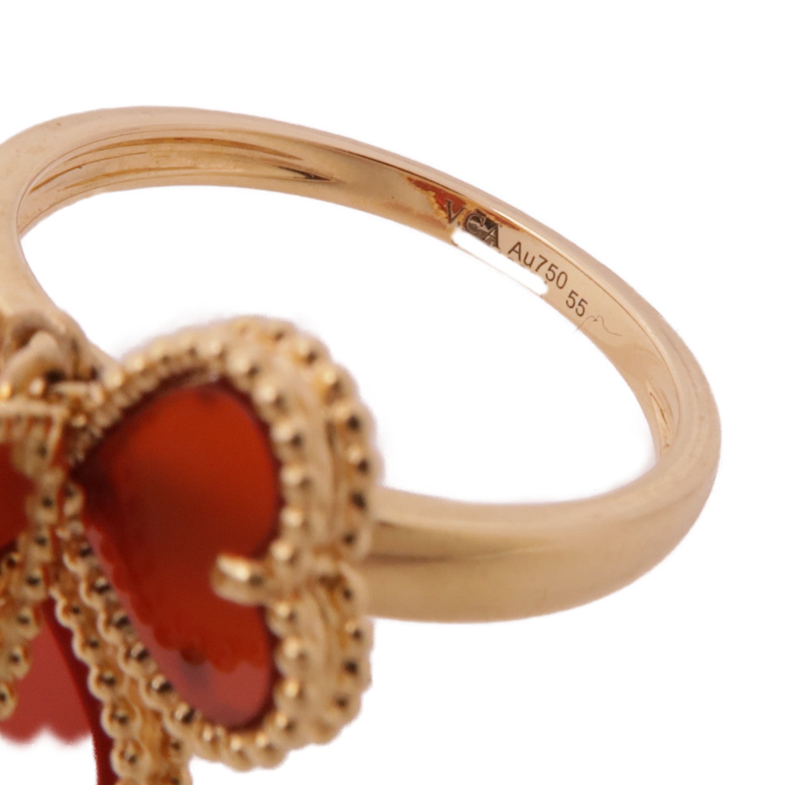 Van Cleef & Arpels 18K玫瑰金Sweet Hearts Ring瑪瑙/鑽石戒指US#7