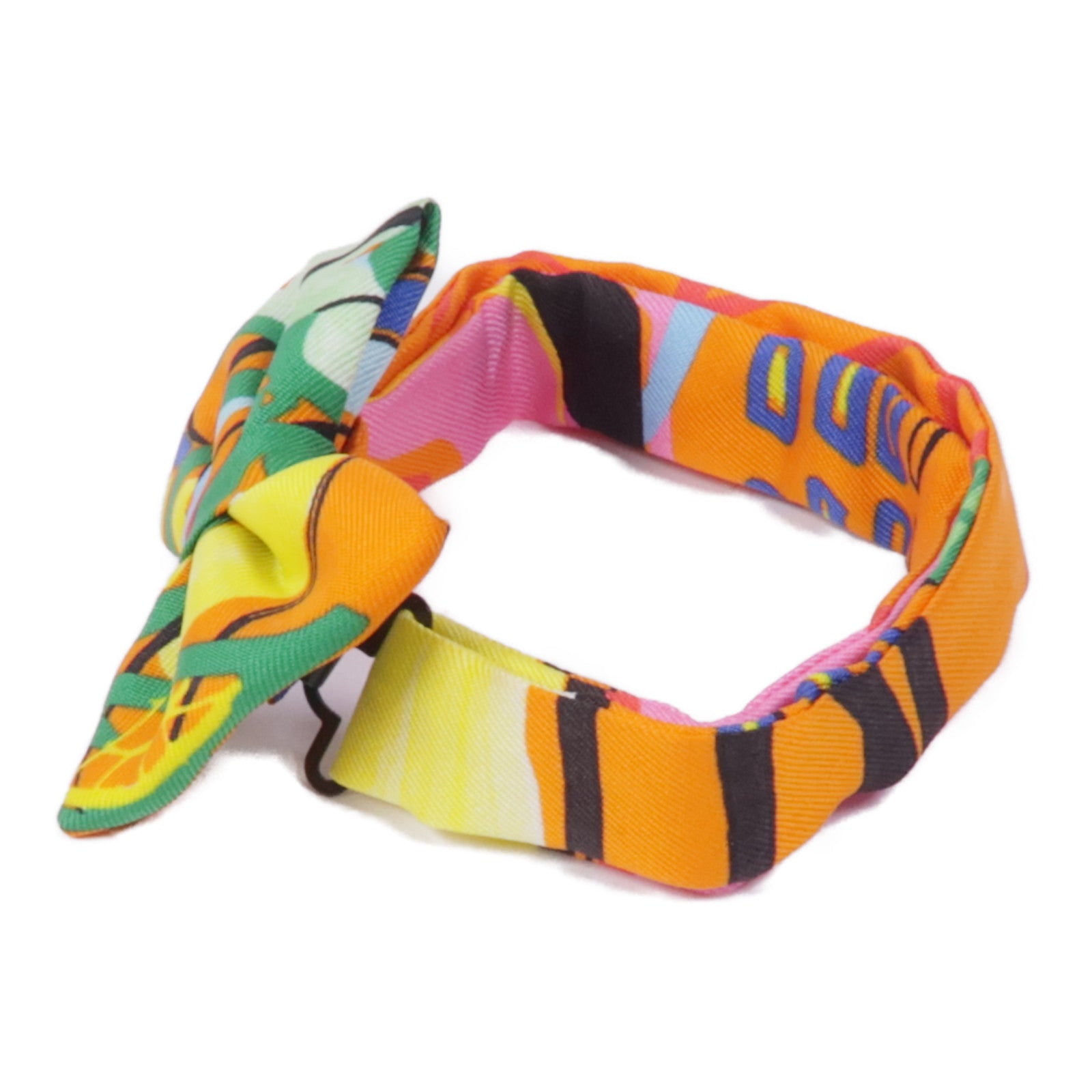 HERMES Bow Tie Silk Multicolor Orange