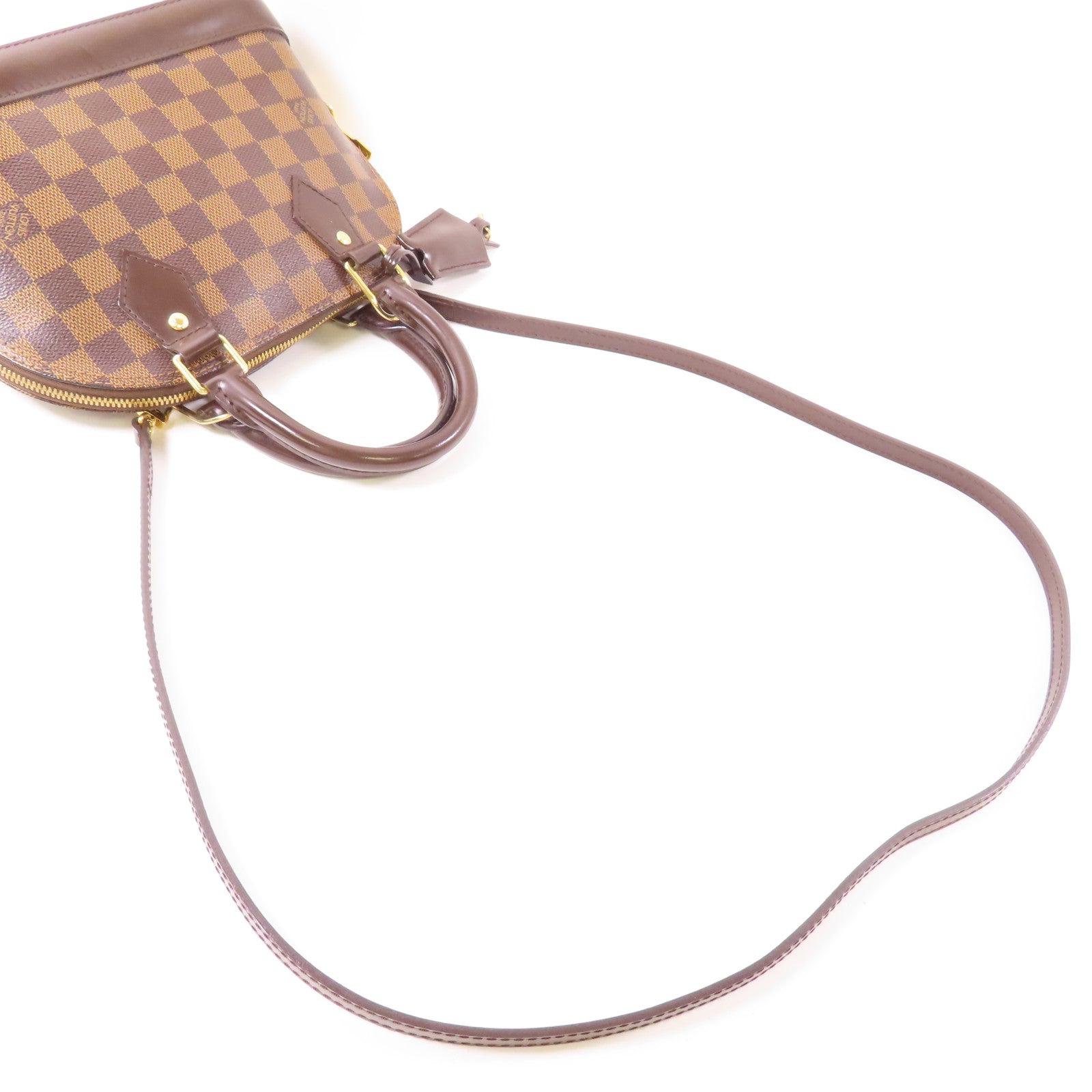 LOUIS VUITTON Damier Alma BB金扣手挽肩背兩用袋棕色