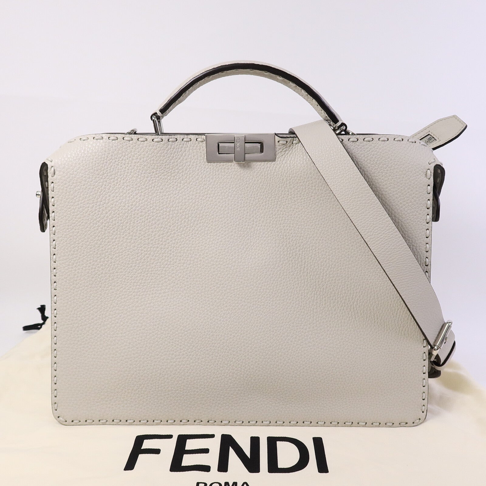 FENDI 牛皮皮革Medium Peekaboo手挽肩背兩用袋