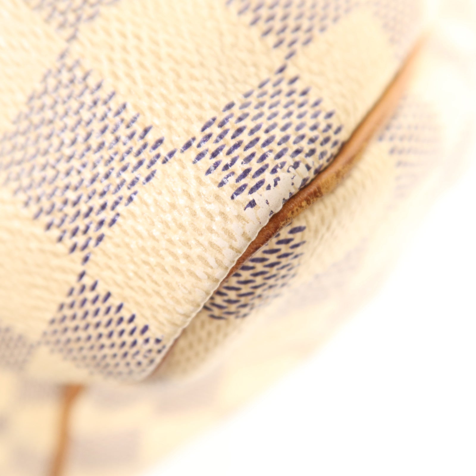 LOUIS VUITTON Damier Azur Speedy 30金扣手挽袋白色