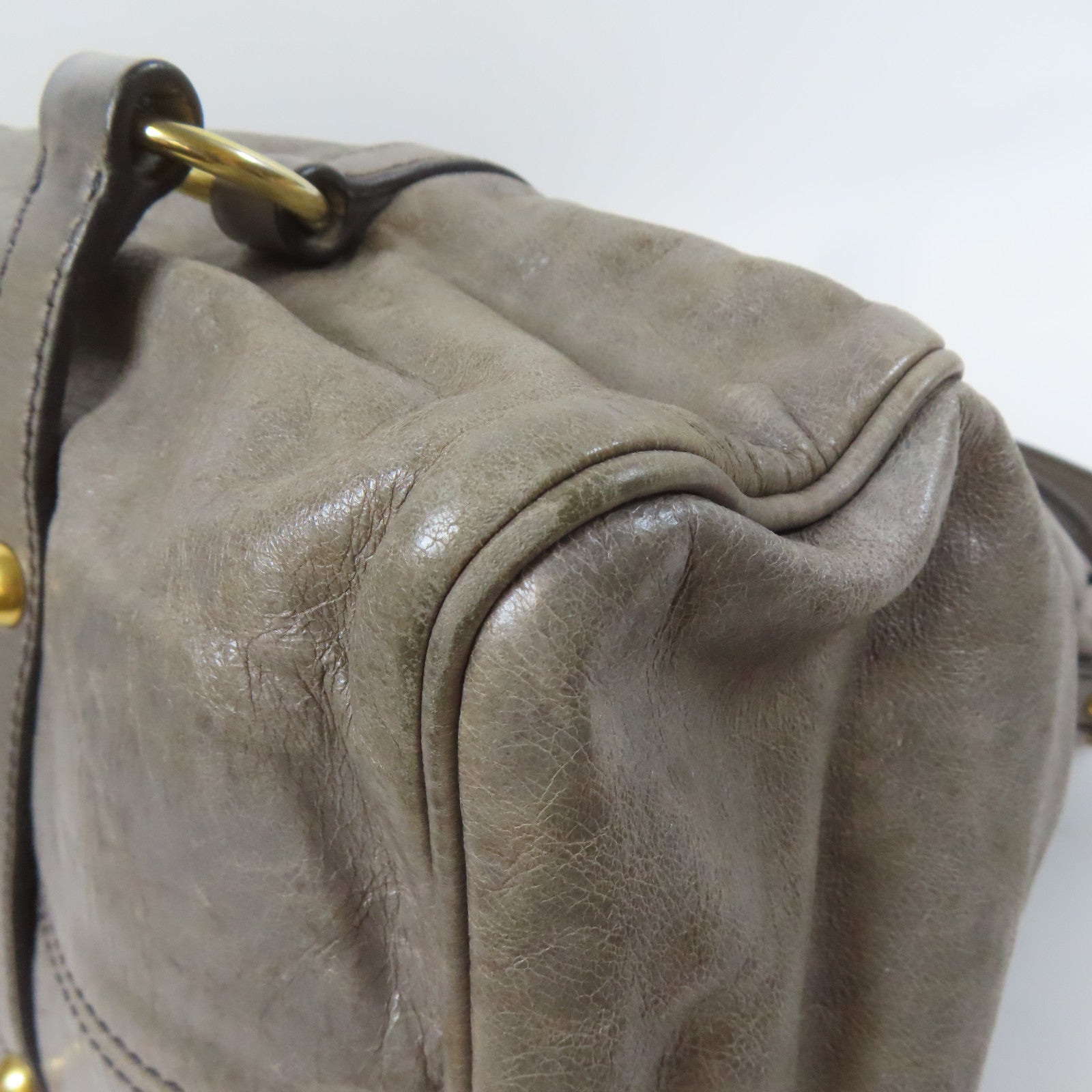 Miu Miu 【激減優惠】牛皮皮革Shoulder Bag金扣手挽肩背兩用袋灰色