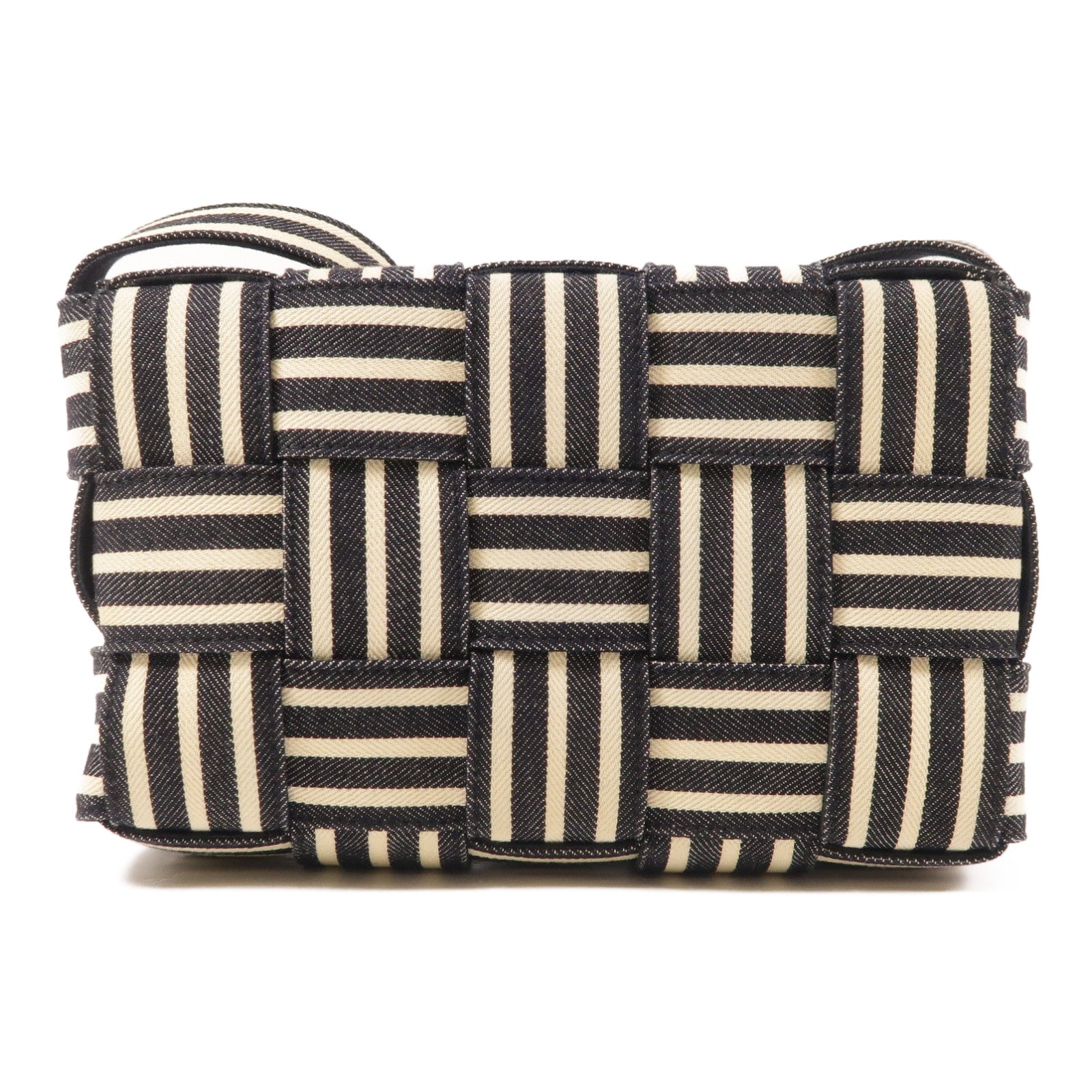BOTTEGA VENETA 牛仔布Cassette With Hickory Striped銀扣肩背袋
