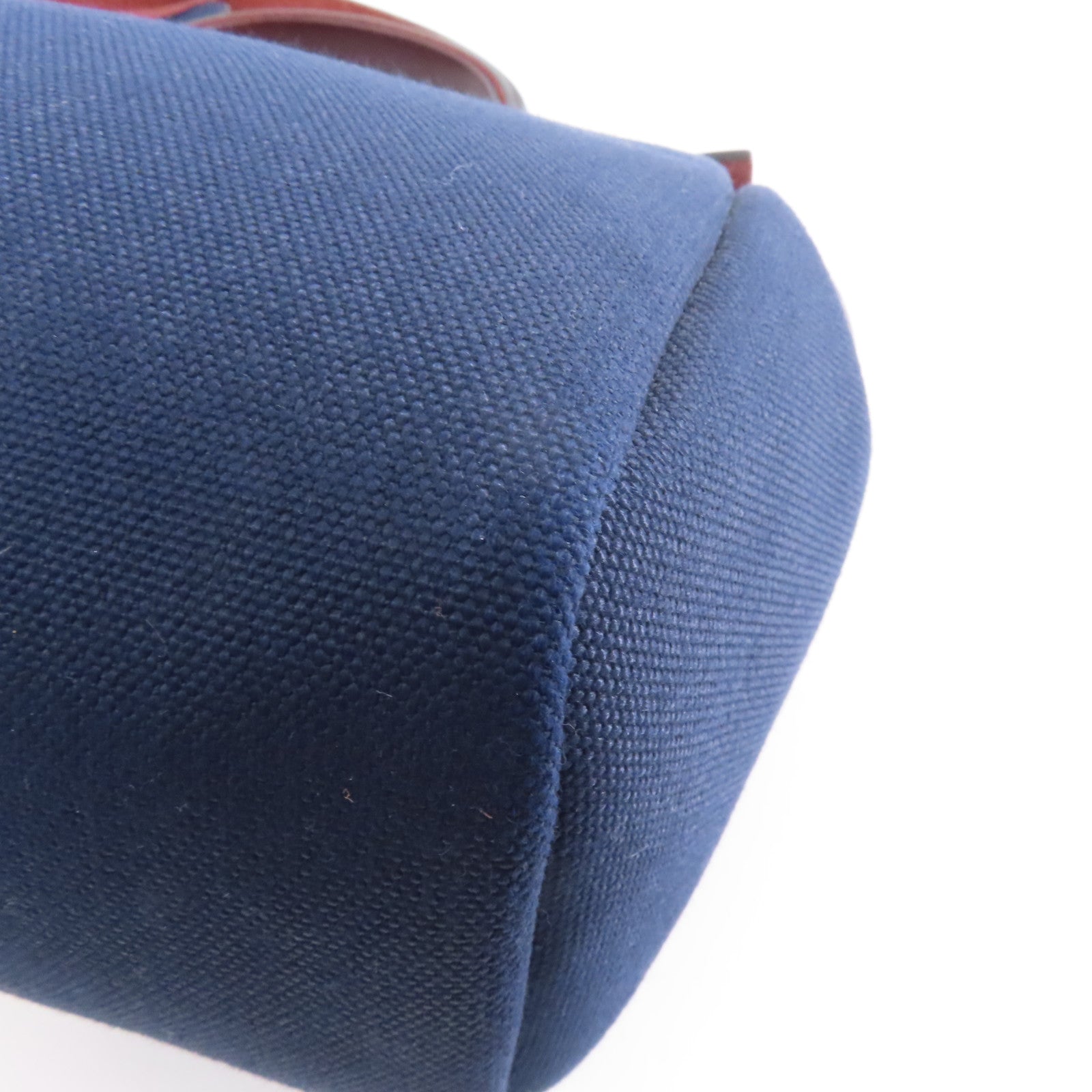 HERMES 帆布/皮革Herbag PM銀扣手挽肩背兩用袋Blue Marine深藍色