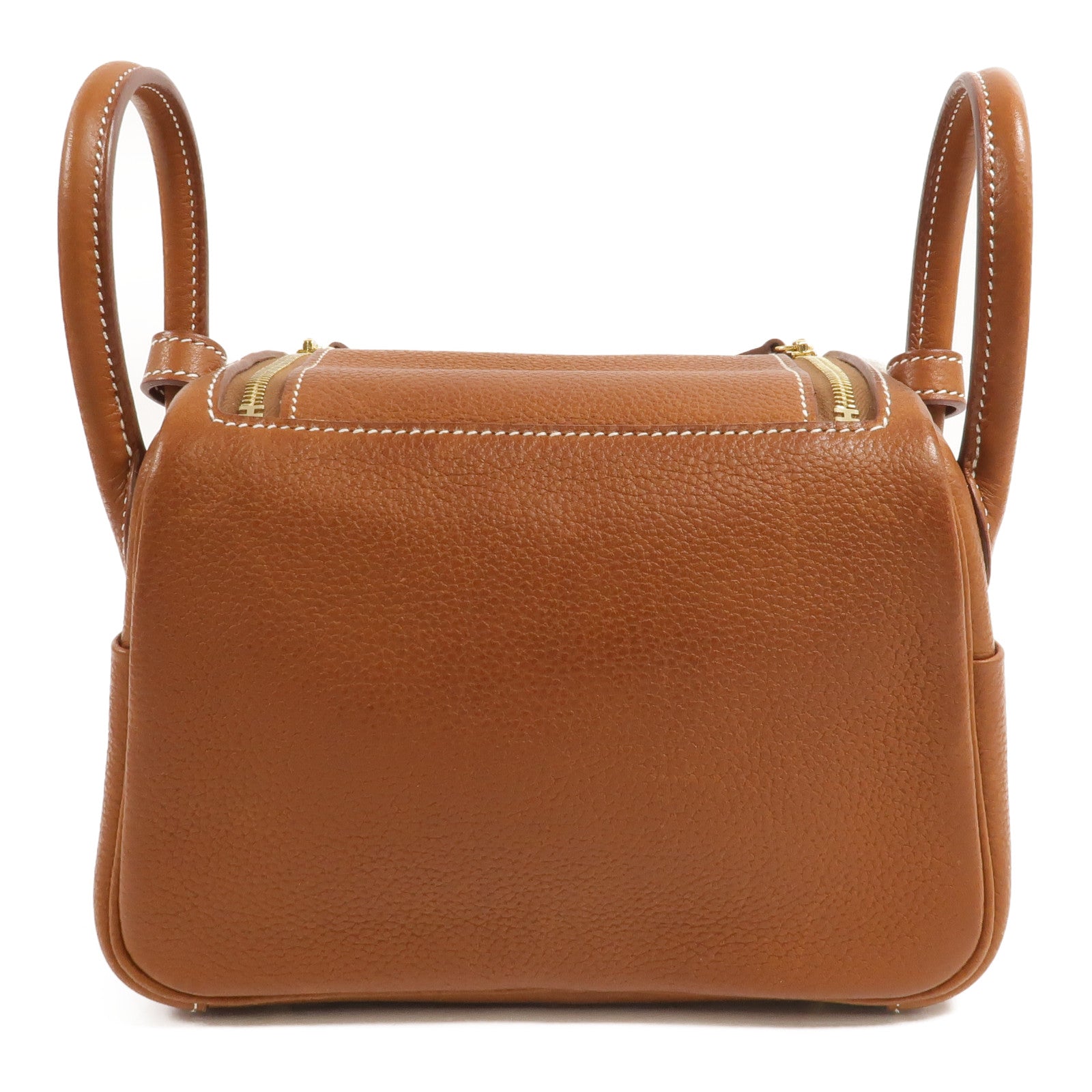 HERMES Barenia皮革Mini Lindy金扣手挽肩背兩用袋Fauve