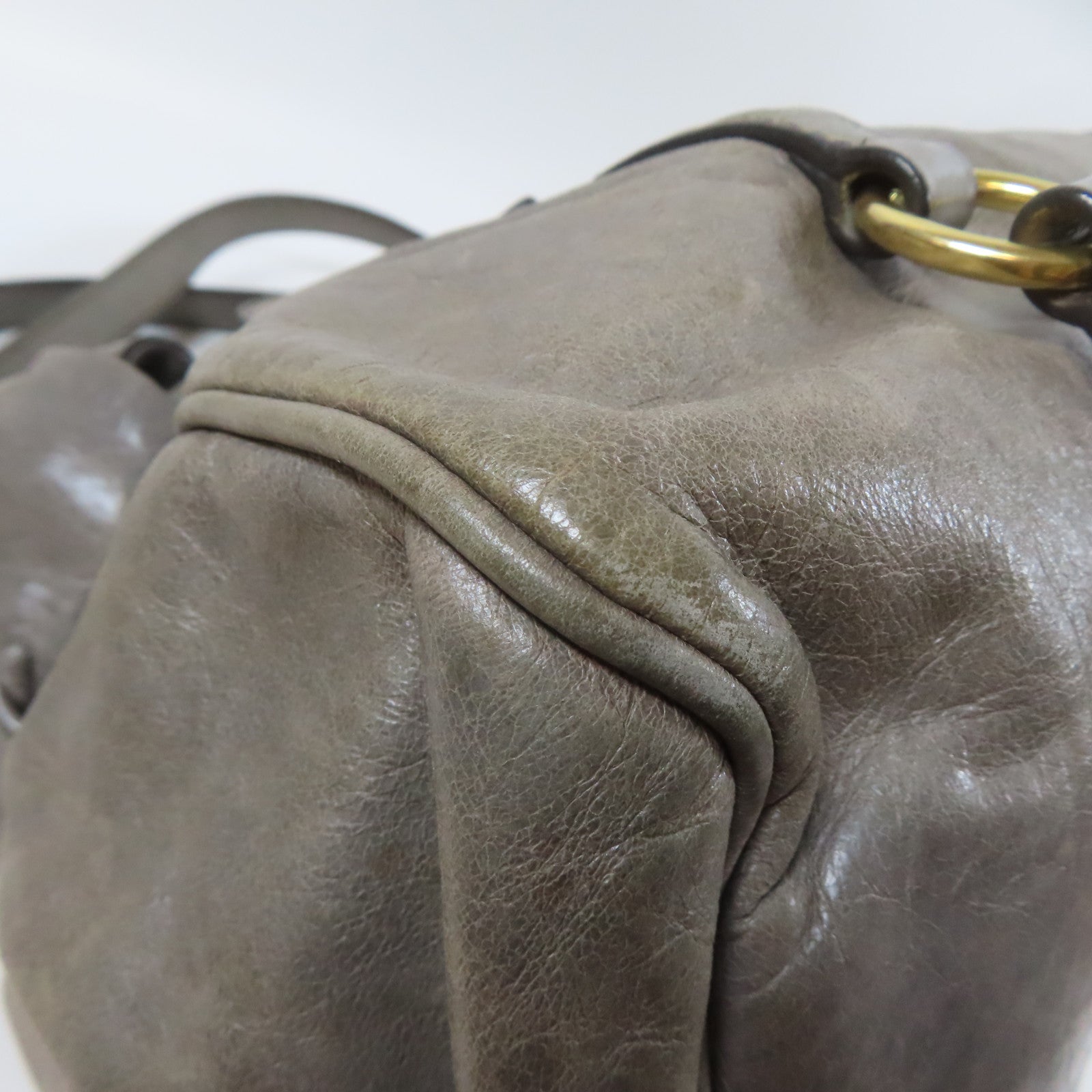 Miu Miu 【激減優惠】牛皮皮革Shoulder Bag金扣手挽肩背兩用袋灰色