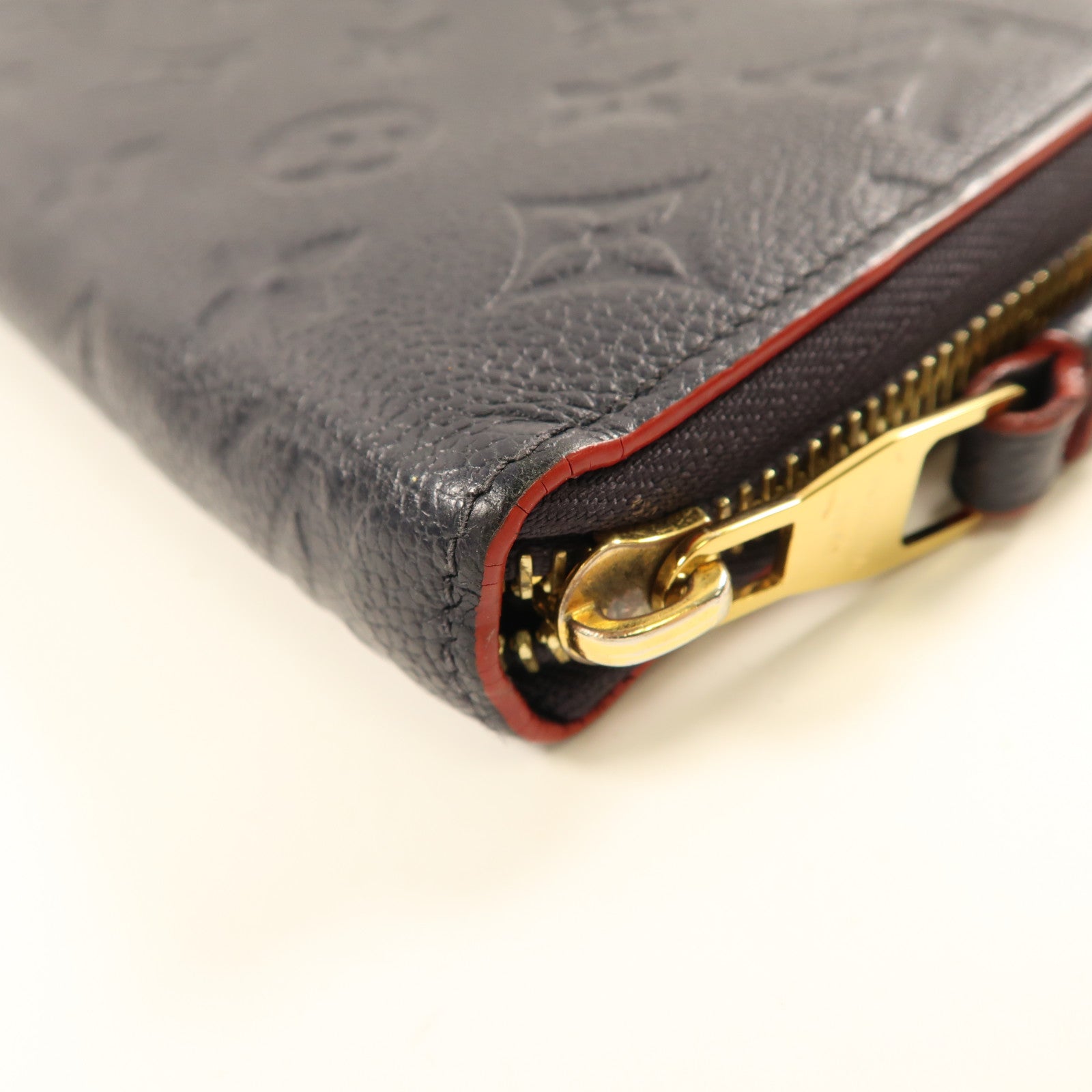 LOUIS VUITTON Monogram Empreinte Zipper Long Wallet金扣長錢包深藍色