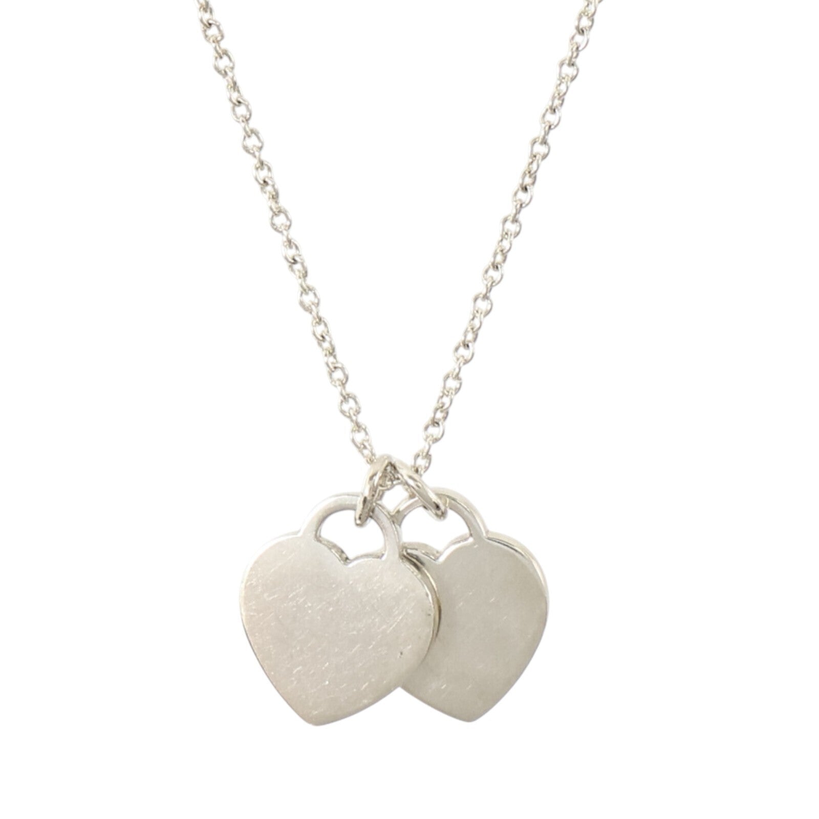 TIFFANY＆CO 925純銀/琺瑯Return To Tiffany Mini Double Heart Necklace項鏈