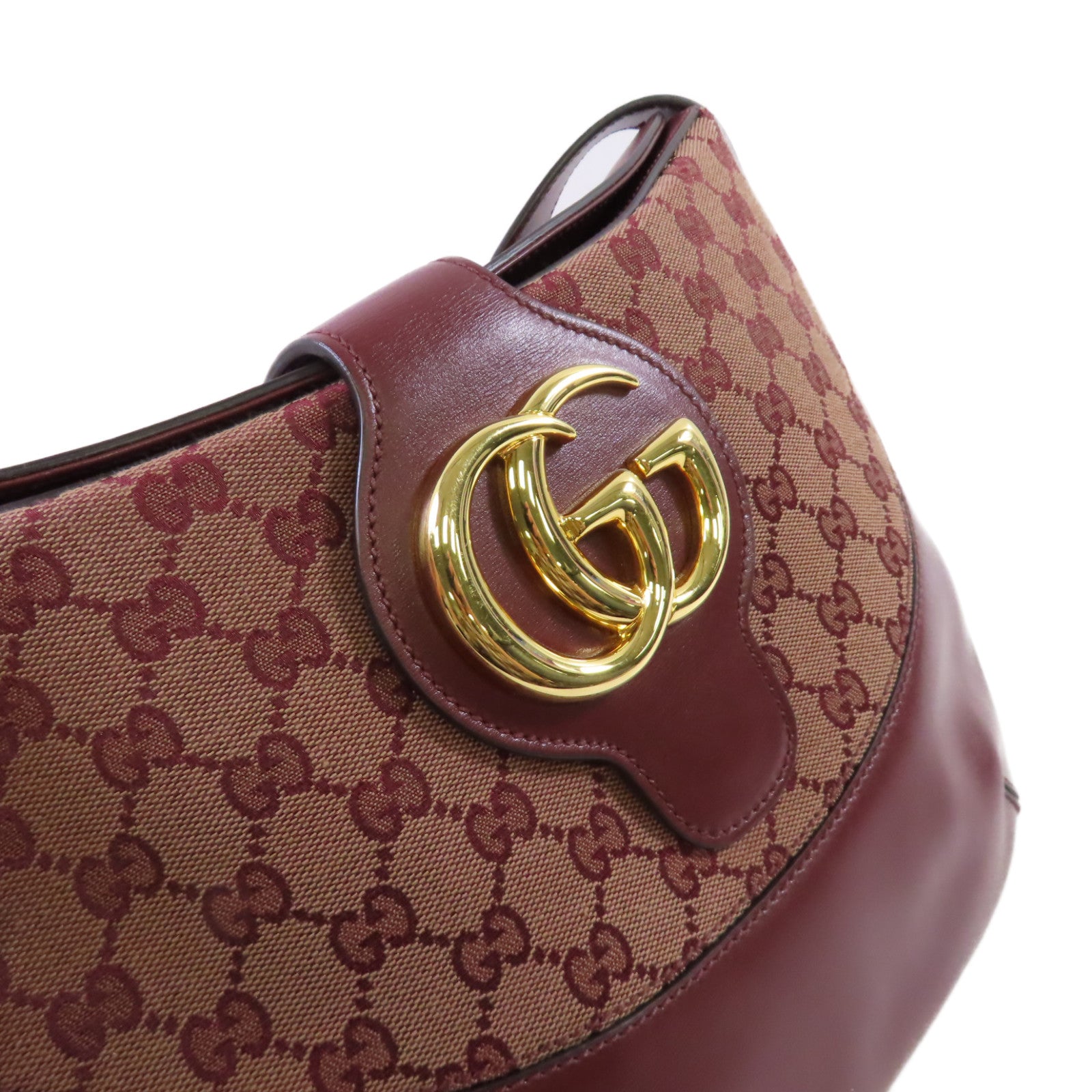 GUCCI GG帆布/牛皮皮革GG Marmont Arli Shoulder Bag金扣肩背袋啡色