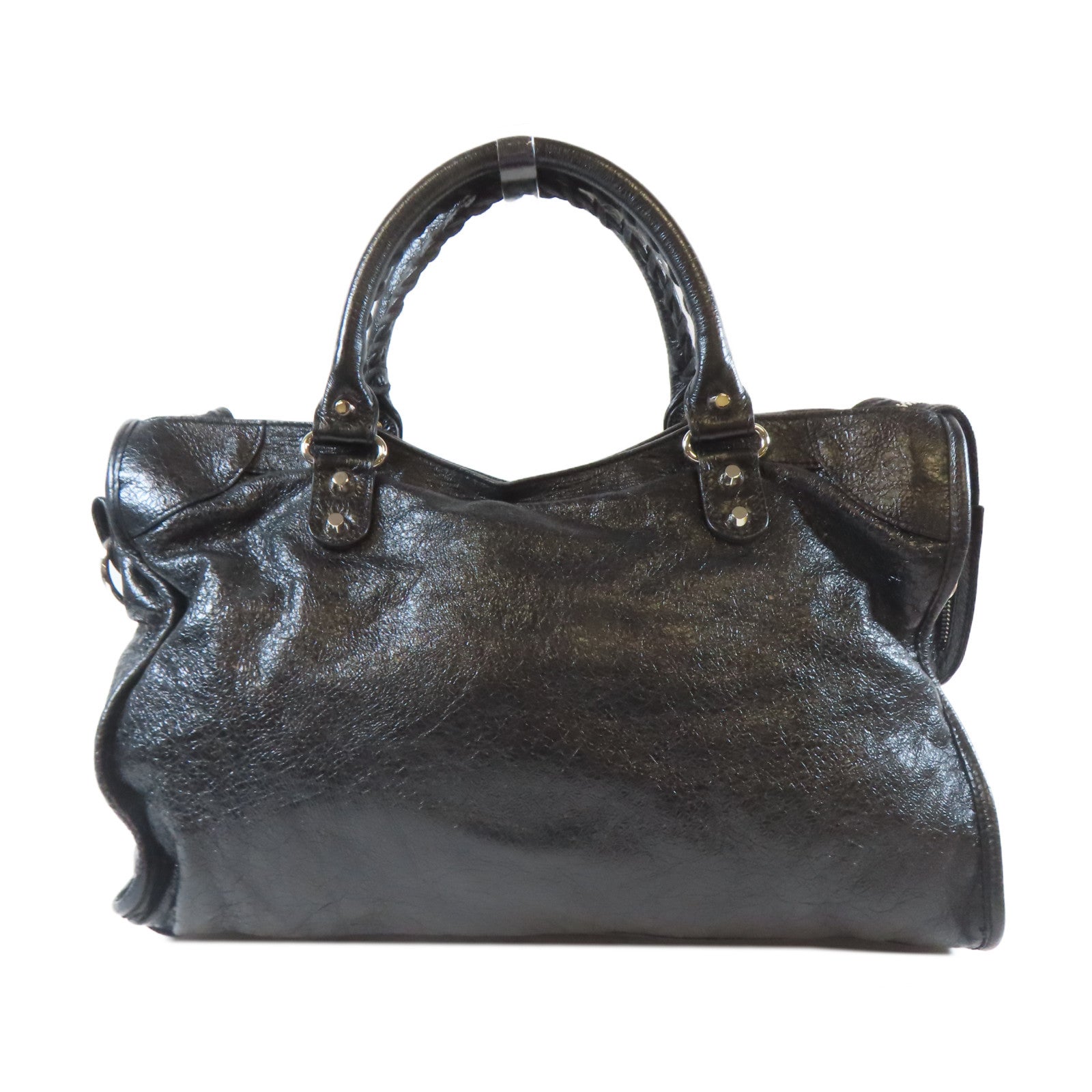 BALENCIAGA 牛皮皮革Shoulder Bag銀扣手挽肩背兩用袋黑色