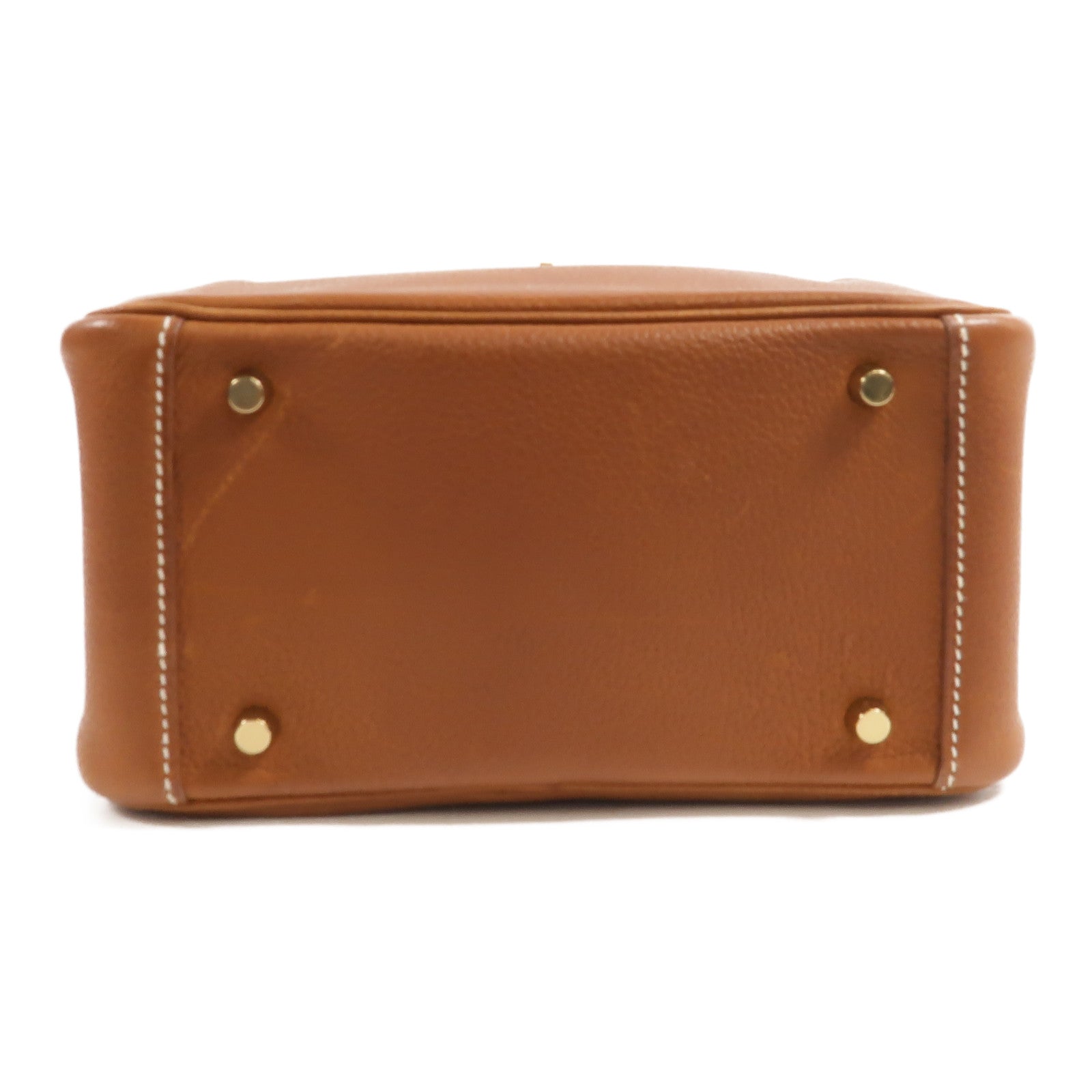 HERMES Barenia皮革Mini Lindy金扣手挽肩背兩用袋Fauve