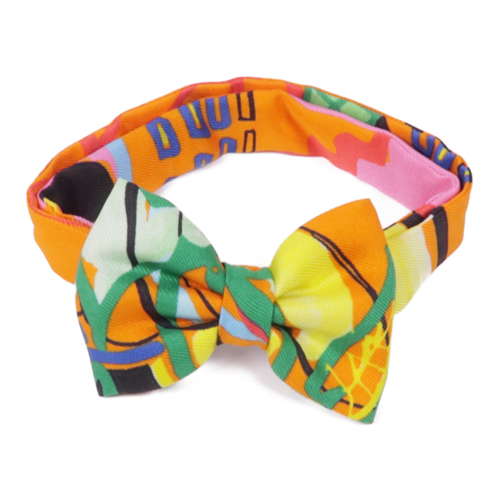HERMES Bow Tie Silk Multicolor Orange