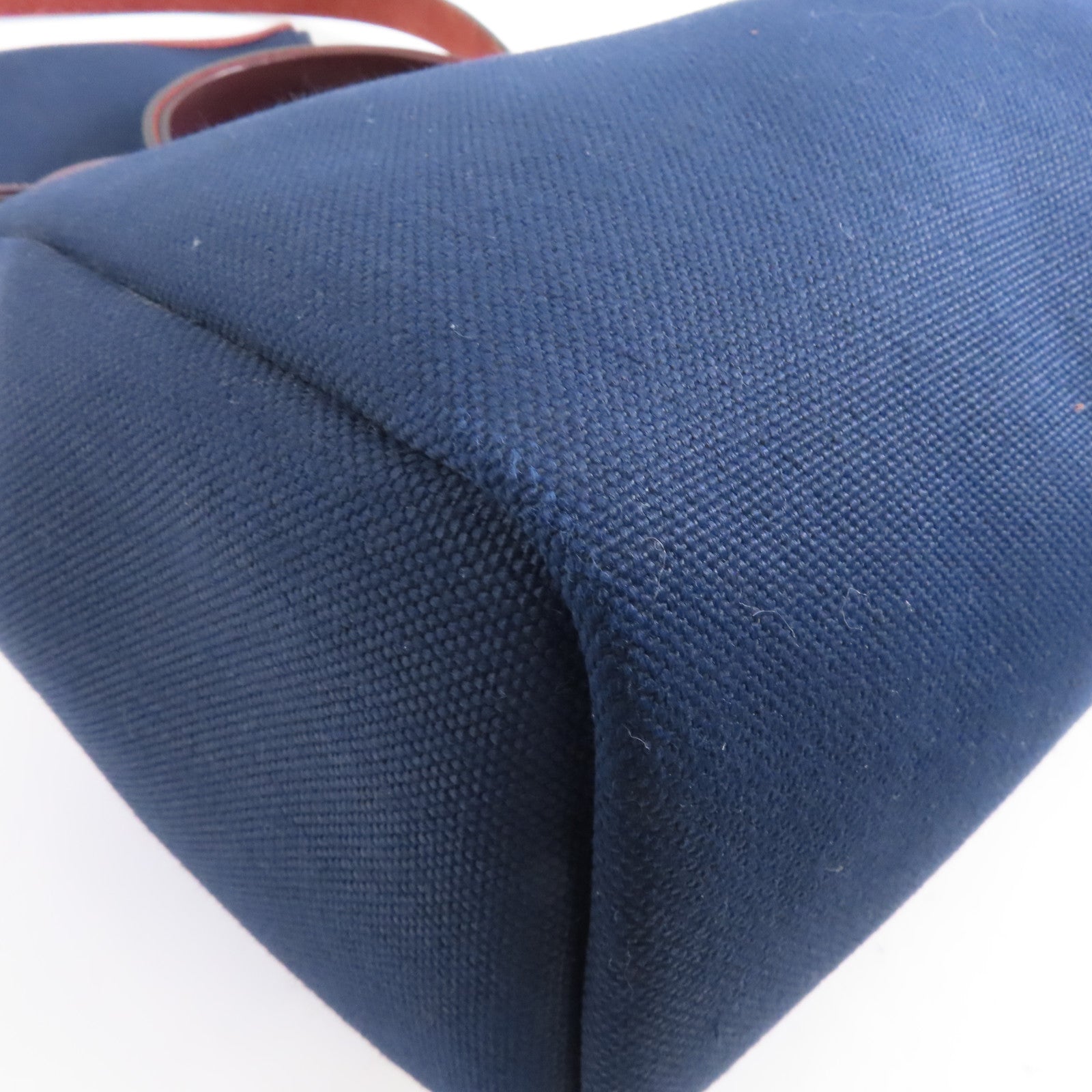 HERMES 帆布/皮革Herbag PM銀扣手挽肩背兩用袋Blue Marine深藍色