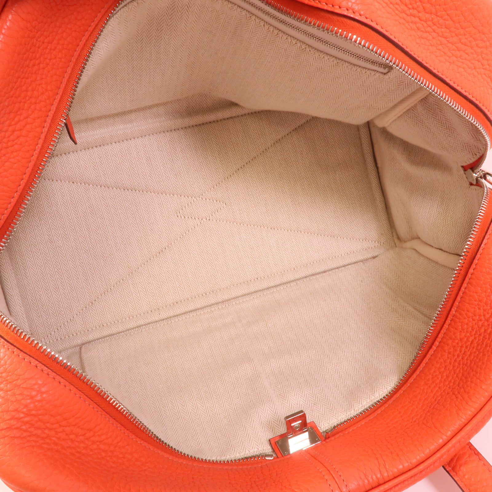 HERMES Clemence皮革Victoria 35手挽袋Rouge Pivoine