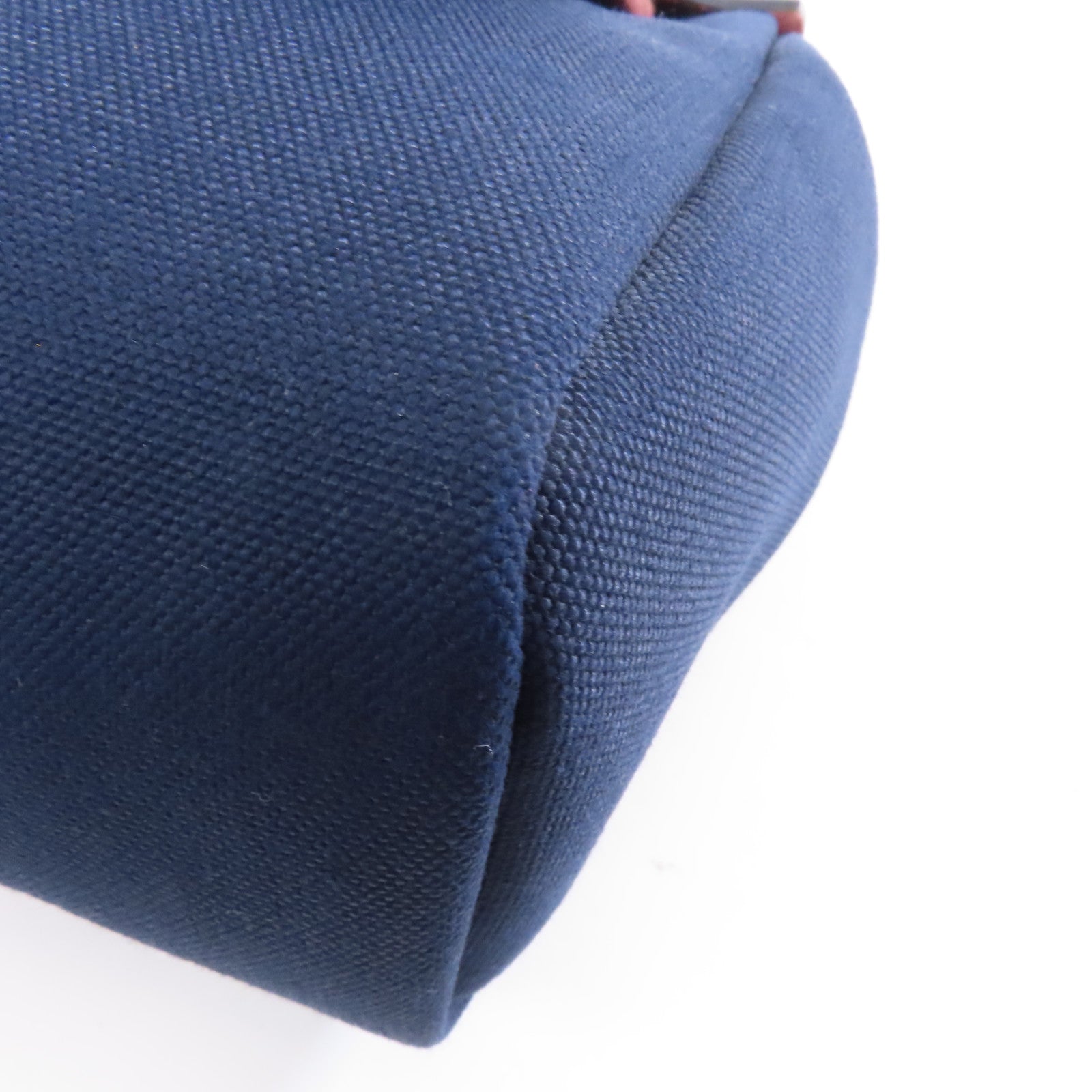 HERMES 帆布/皮革Herbag PM銀扣手挽肩背兩用袋Blue Marine深藍色