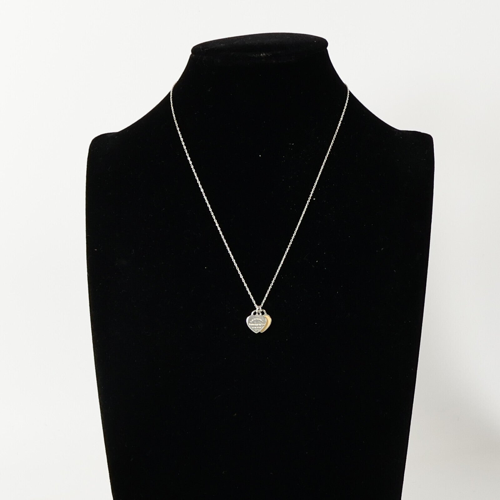 TIFFANY＆CO 925純銀/琺瑯Return To Tiffany Mini Double Heart Necklace項鏈