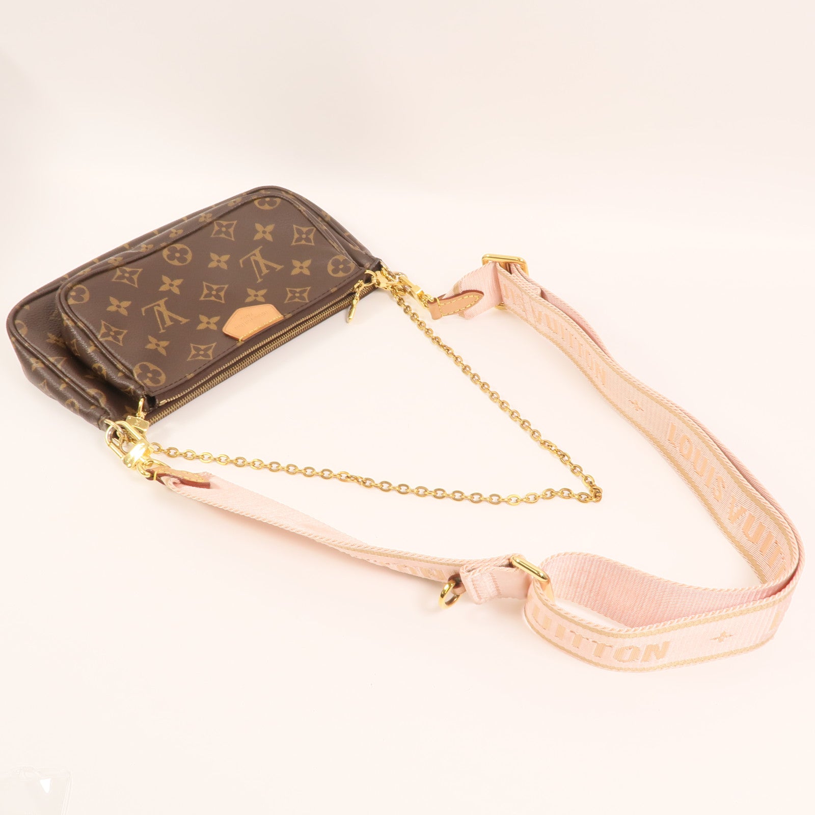 LOUIS VUITTON Monogram Multi Pochette Accessoires金扣手挽肩背兩用袋