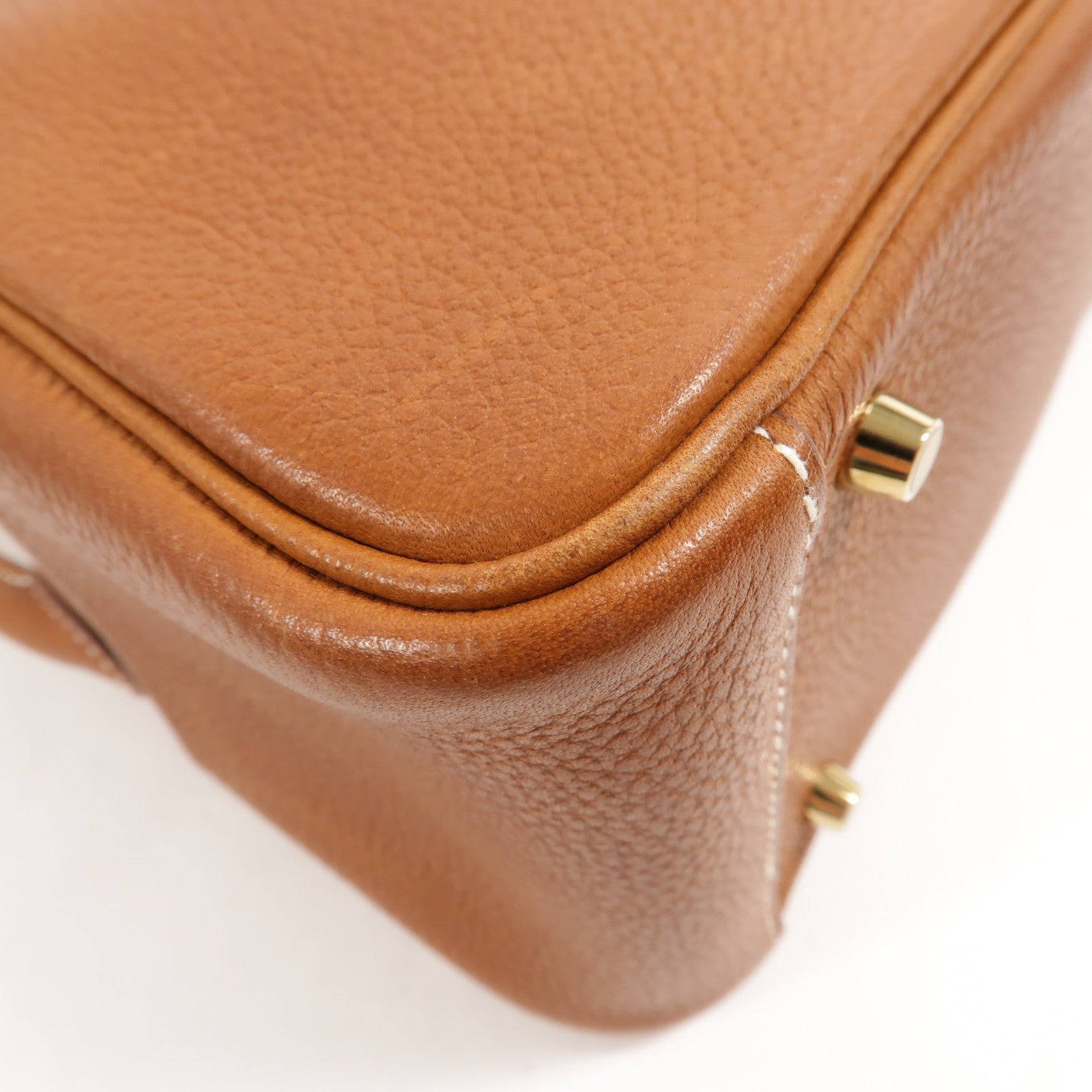 HERMES Barenia皮革Mini Lindy金扣手挽肩背兩用袋Fauve