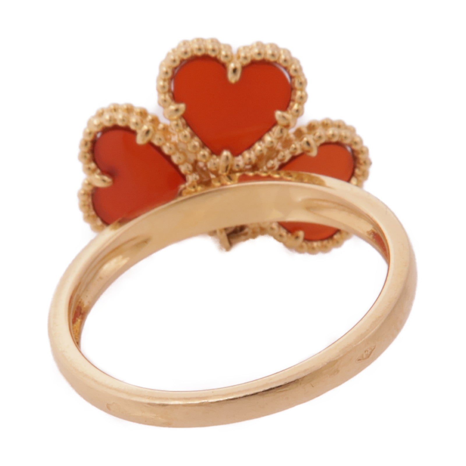 Van Cleef & Arpels 18K玫瑰金Sweet Hearts Ring瑪瑙/鑽石戒指US#7