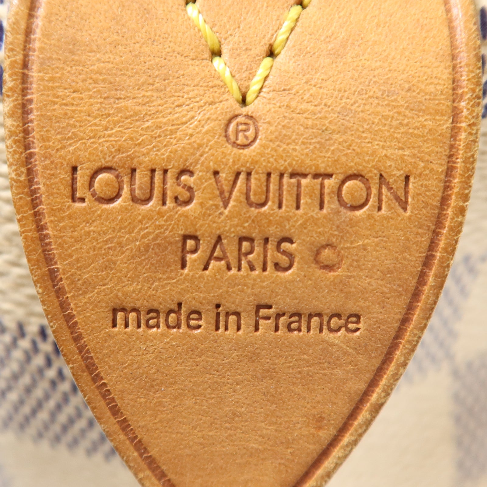 LOUIS VUITTON Damier Azur Speedy 30金扣手挽袋白色