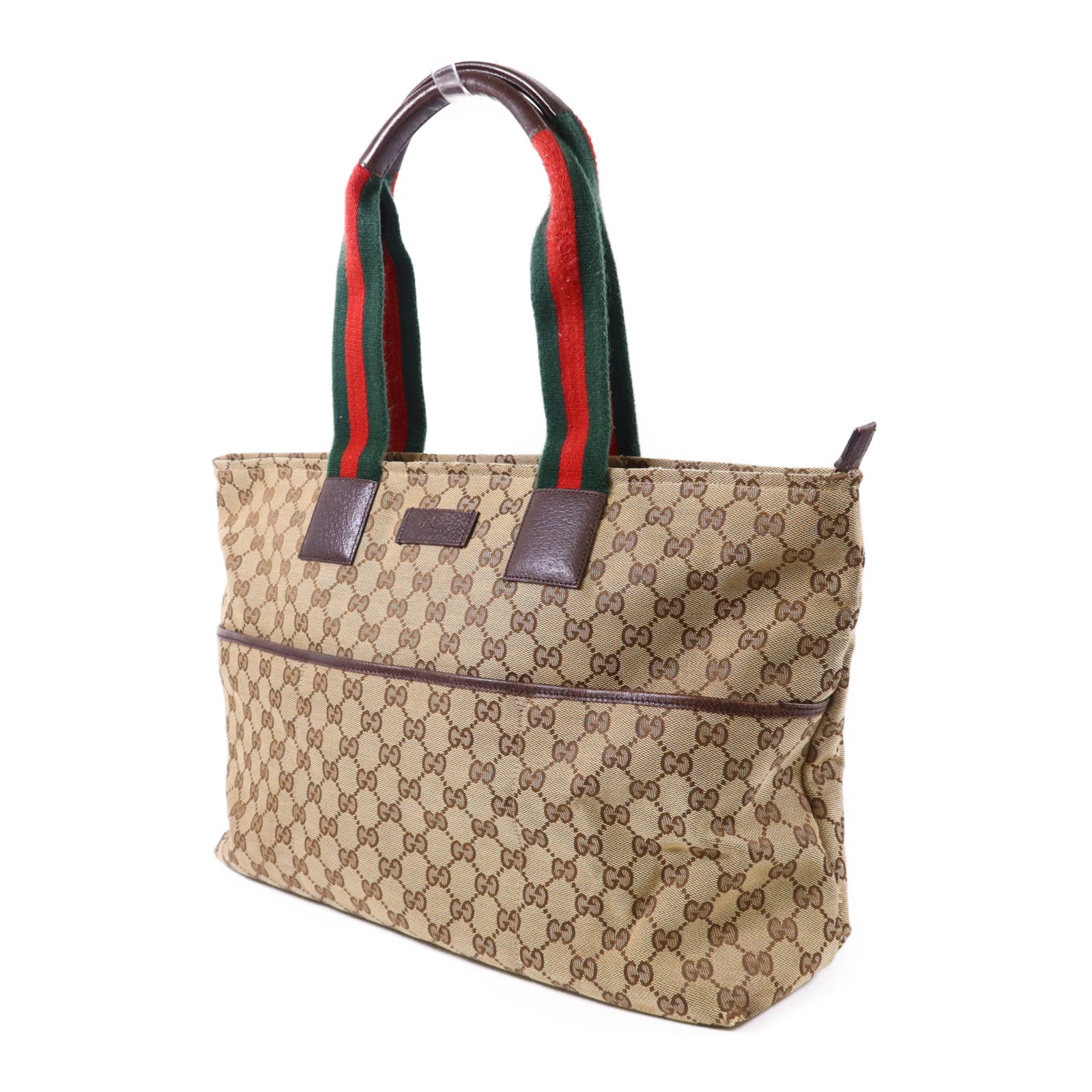 GUCCI 帆布Tote Bag銀扣肩背袋