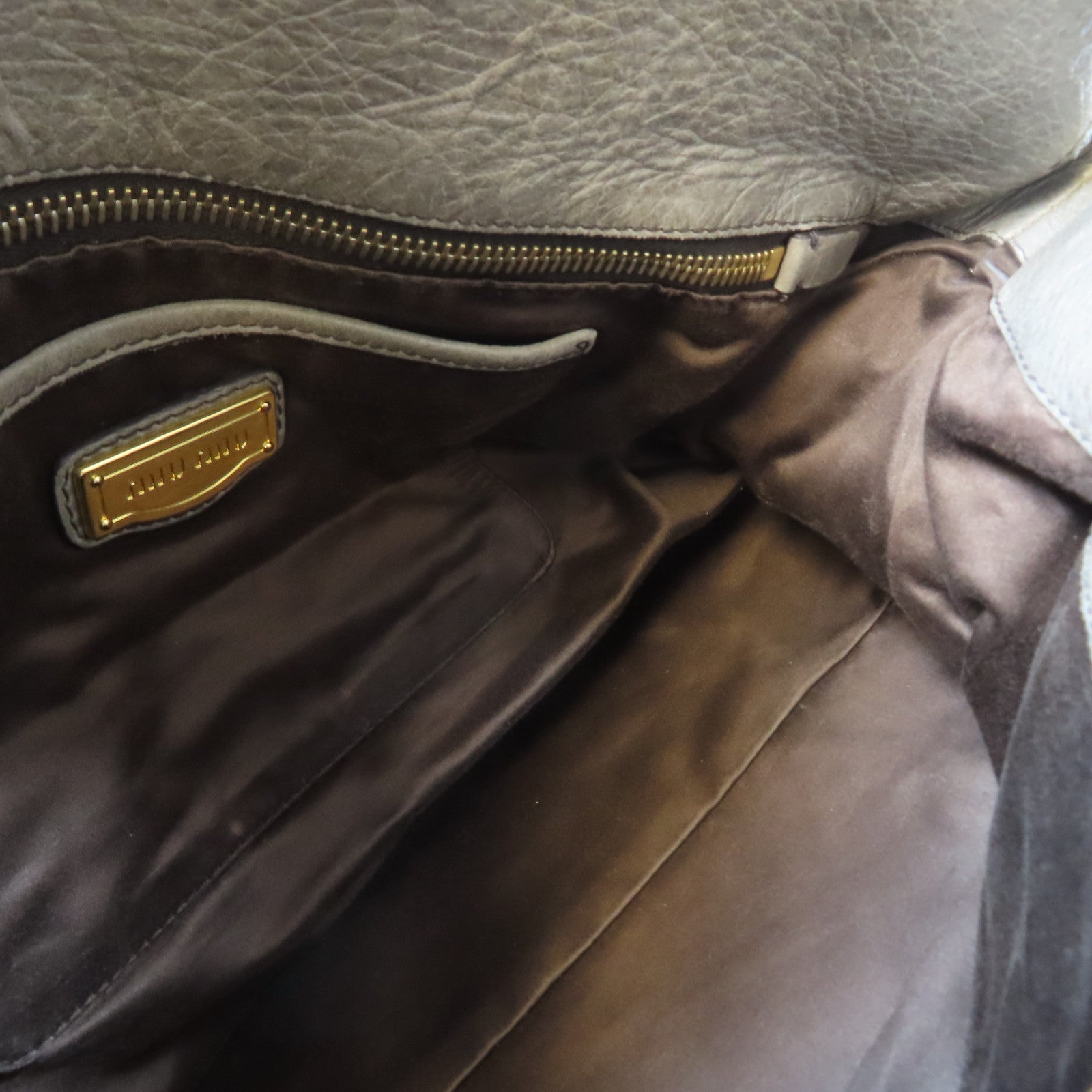 Miu Miu 【激減優惠】牛皮皮革Shoulder Bag金扣手挽肩背兩用袋灰色
