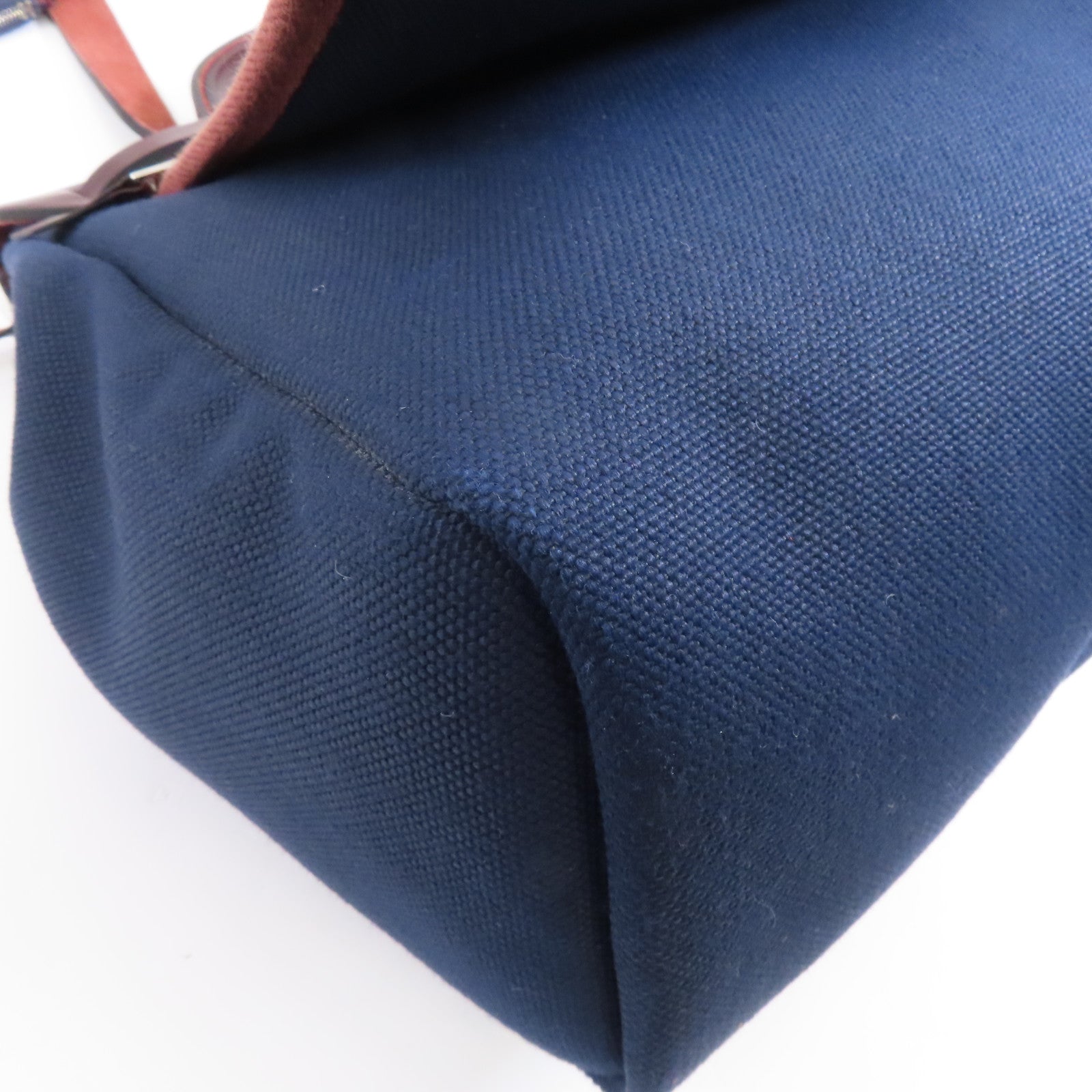 HERMES 帆布/皮革Herbag PM銀扣手挽肩背兩用袋Blue Marine深藍色