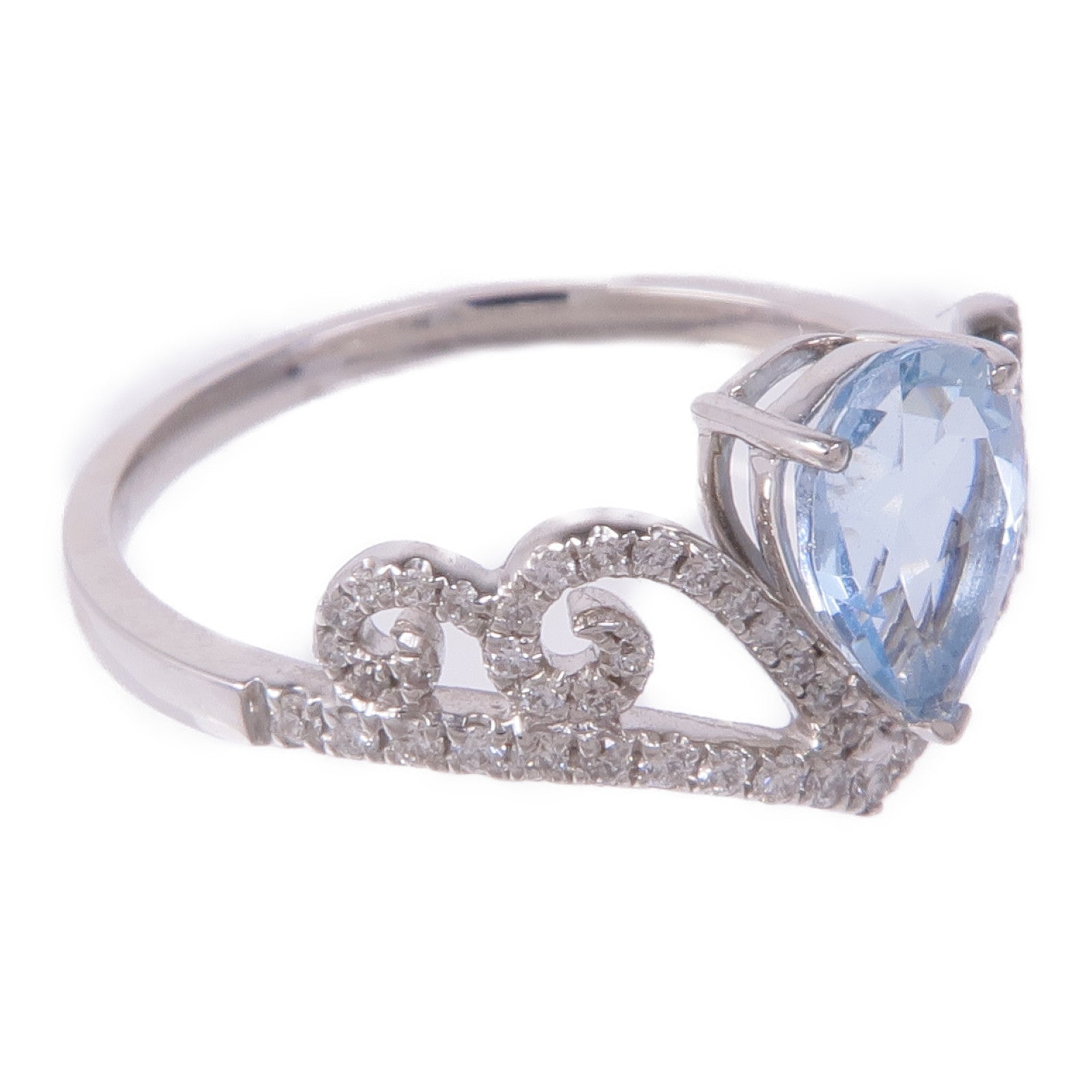 JEWELRY 【激減優惠】18K白金Aquaｍarine Diamond Ring藍晶/鑽石戒指US#6.5