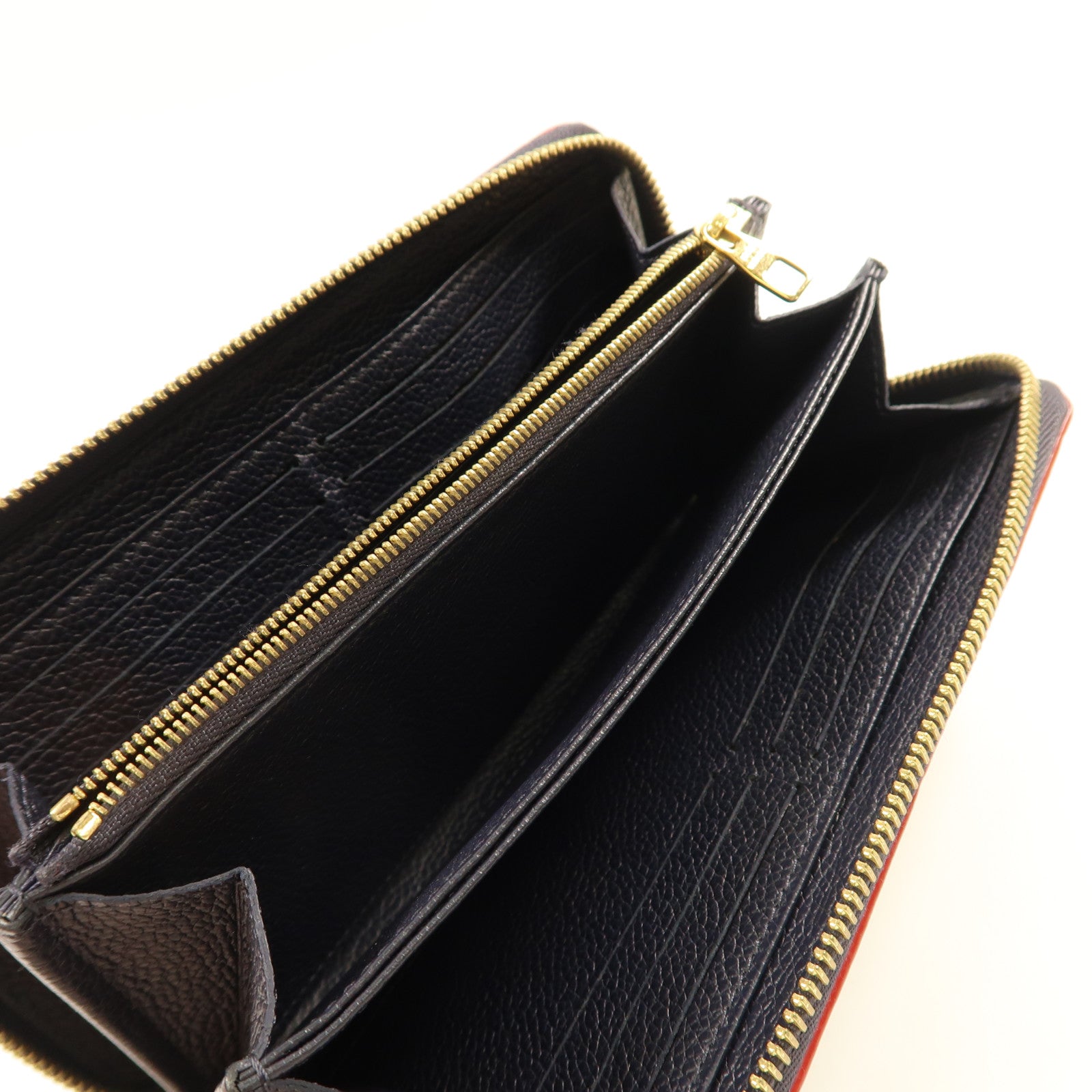 LOUIS VUITTON Monogram Empreinte Zipper Long Wallet金扣長錢包深藍色