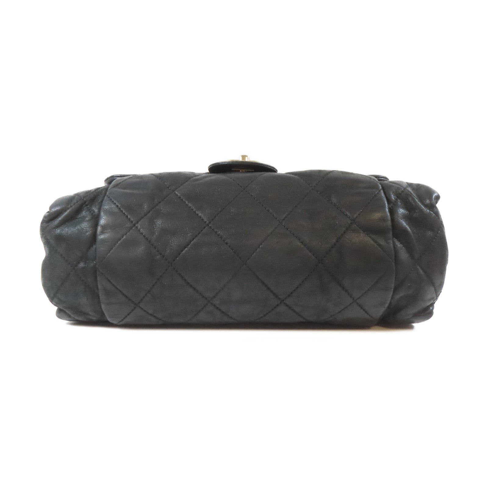 CHANEL 菱格牛皮皮革Chain Shoulder Bag金扣鏈帶肩背袋黑色