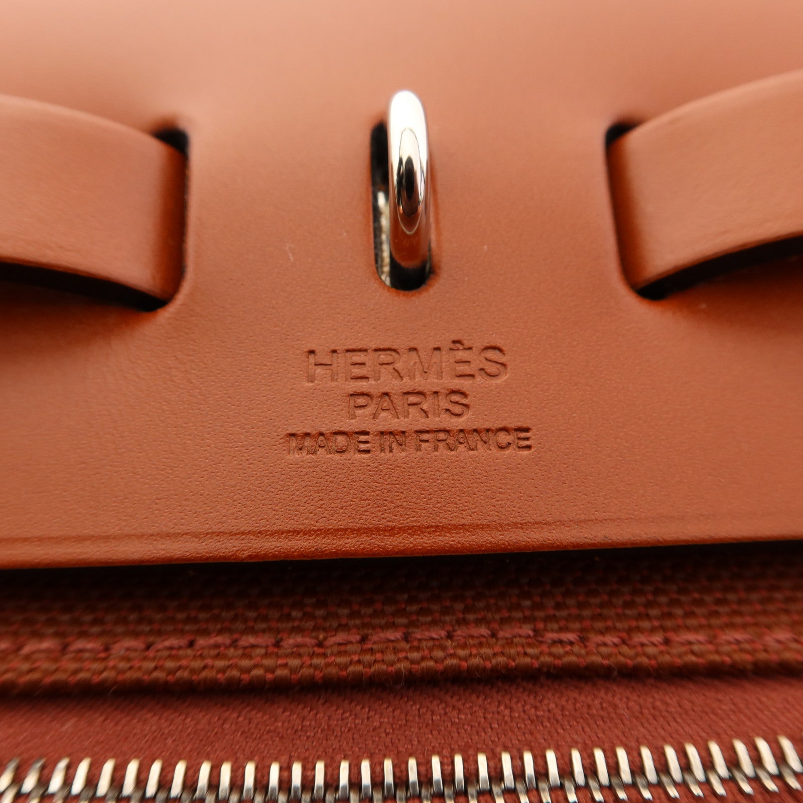 HERMES 帆布Herbag PM銀扣手挽肩背兩用袋Brique