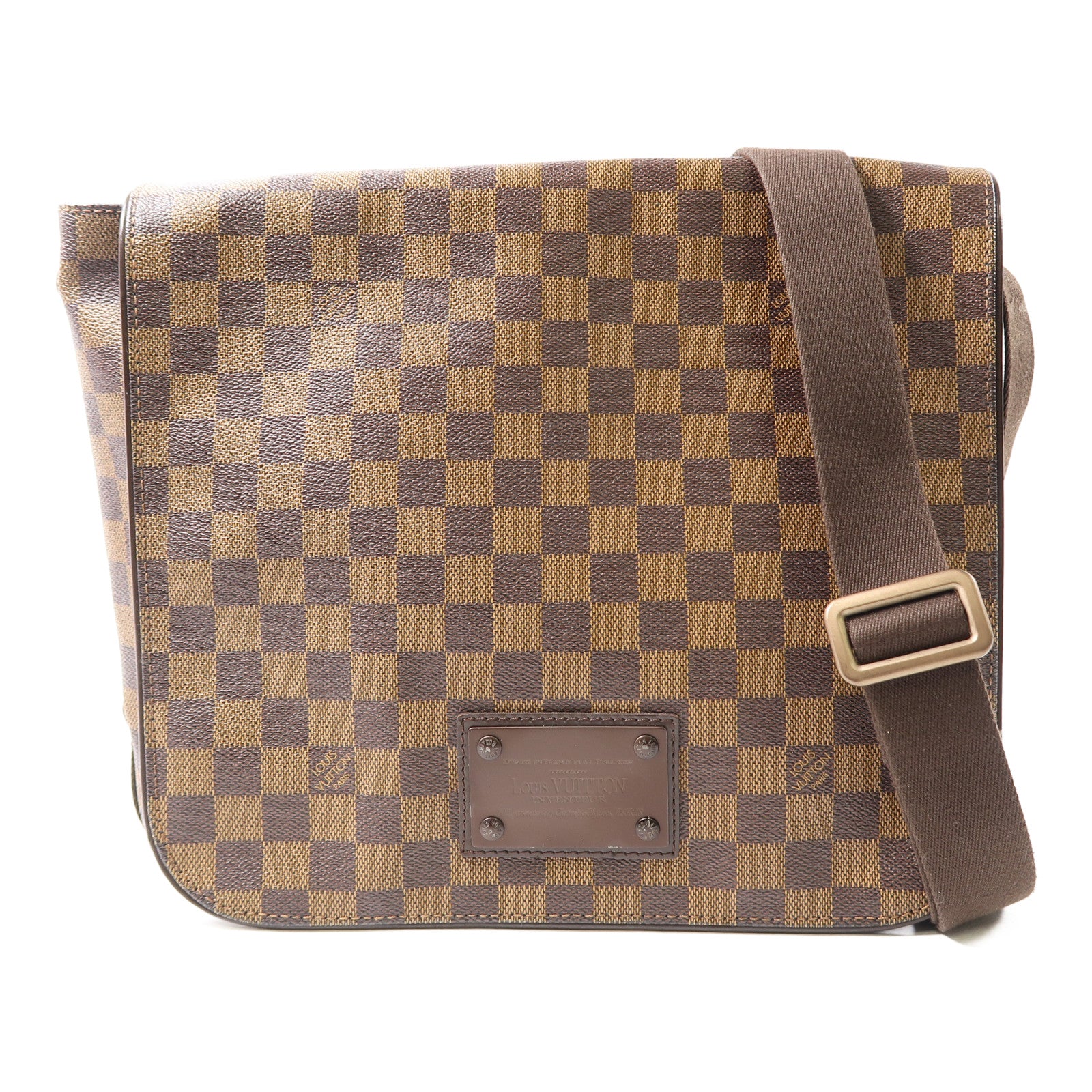 LOUIS VUITTON Damier Brooklyn MM金扣肩背袋啡色