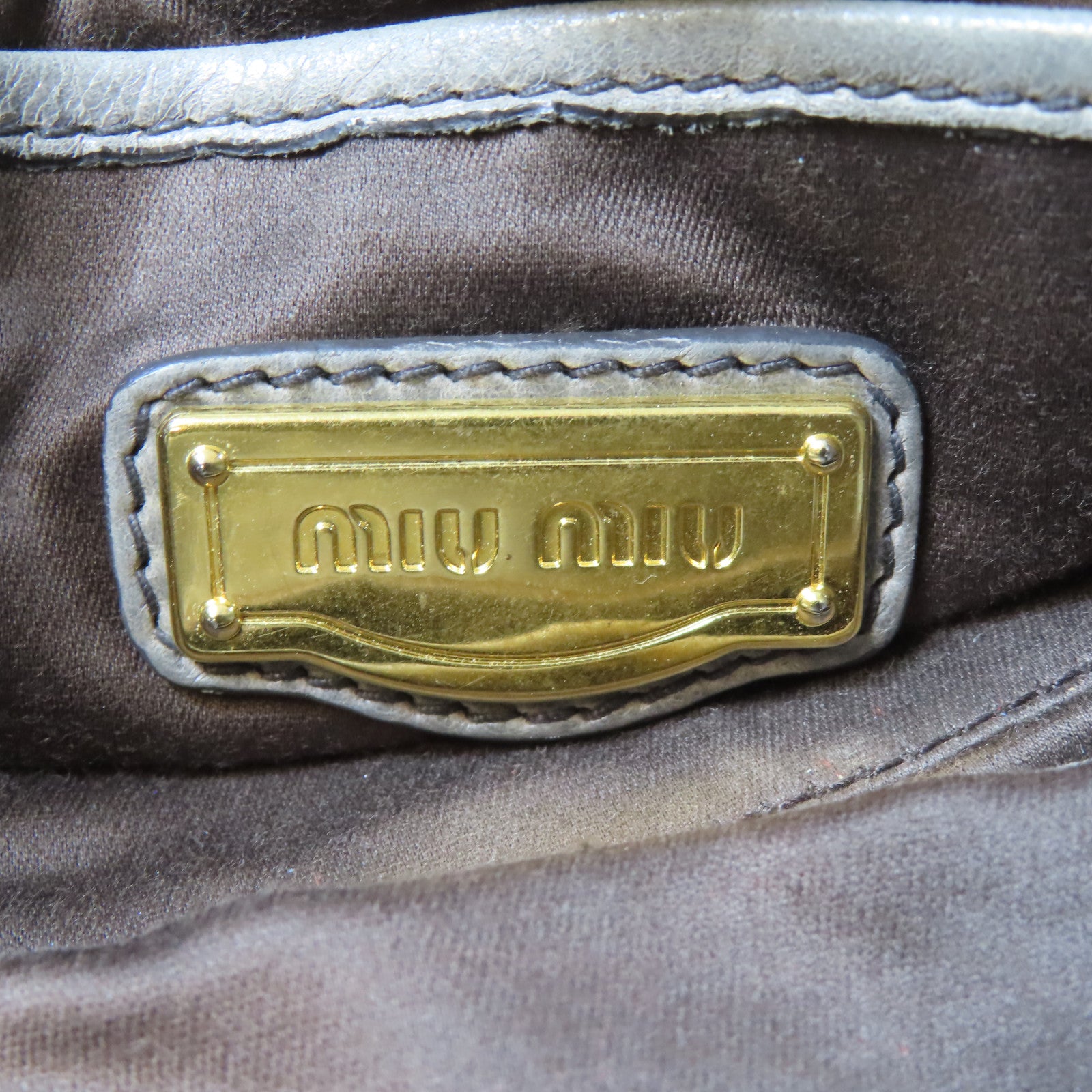 Miu Miu 【激減優惠】牛皮皮革Shoulder Bag金扣手挽肩背兩用袋灰色