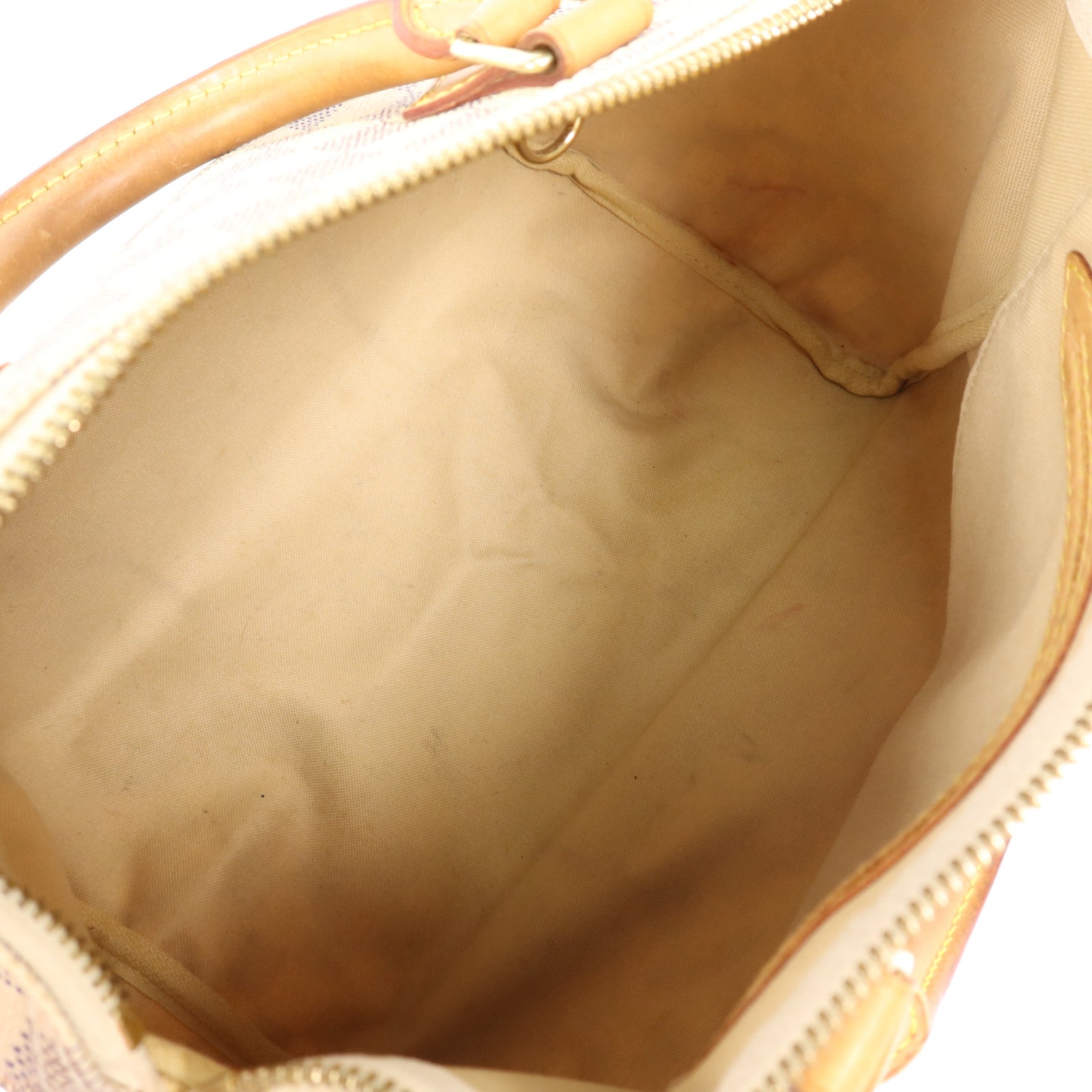 LOUIS VUITTON Damier Azur Speedy 30金扣手挽袋白色