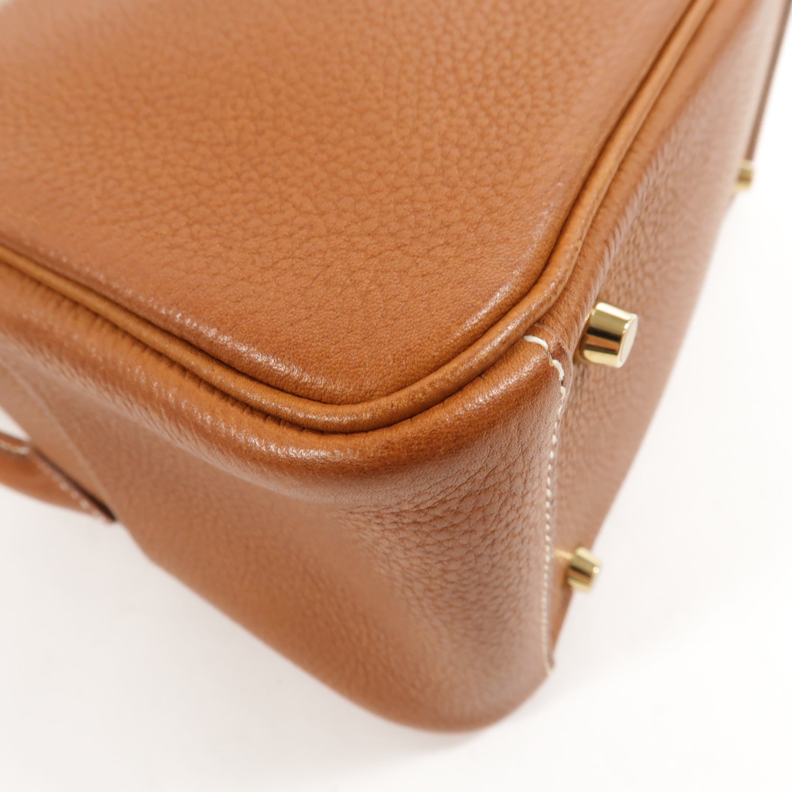 HERMES Barenia皮革Mini Lindy金扣手挽肩背兩用袋Fauve