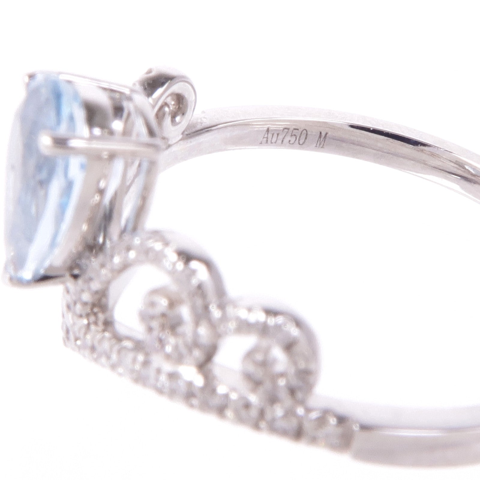 JEWELRY 【激減優惠】18K白金Aquaｍarine Diamond Ring藍晶/鑽石戒指US#6.5