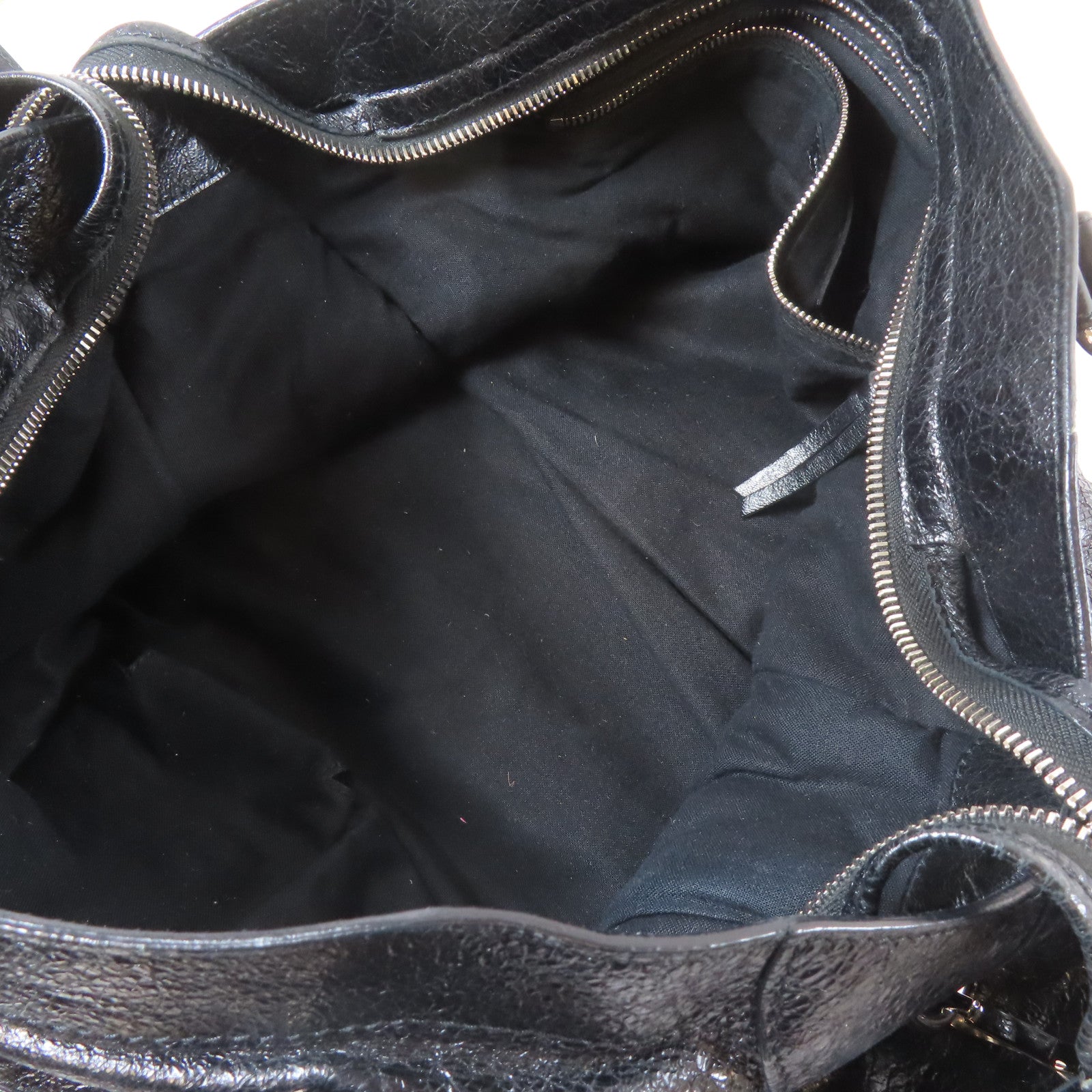 BALENCIAGA 牛皮皮革Shoulder Bag銀扣手挽肩背兩用袋黑色